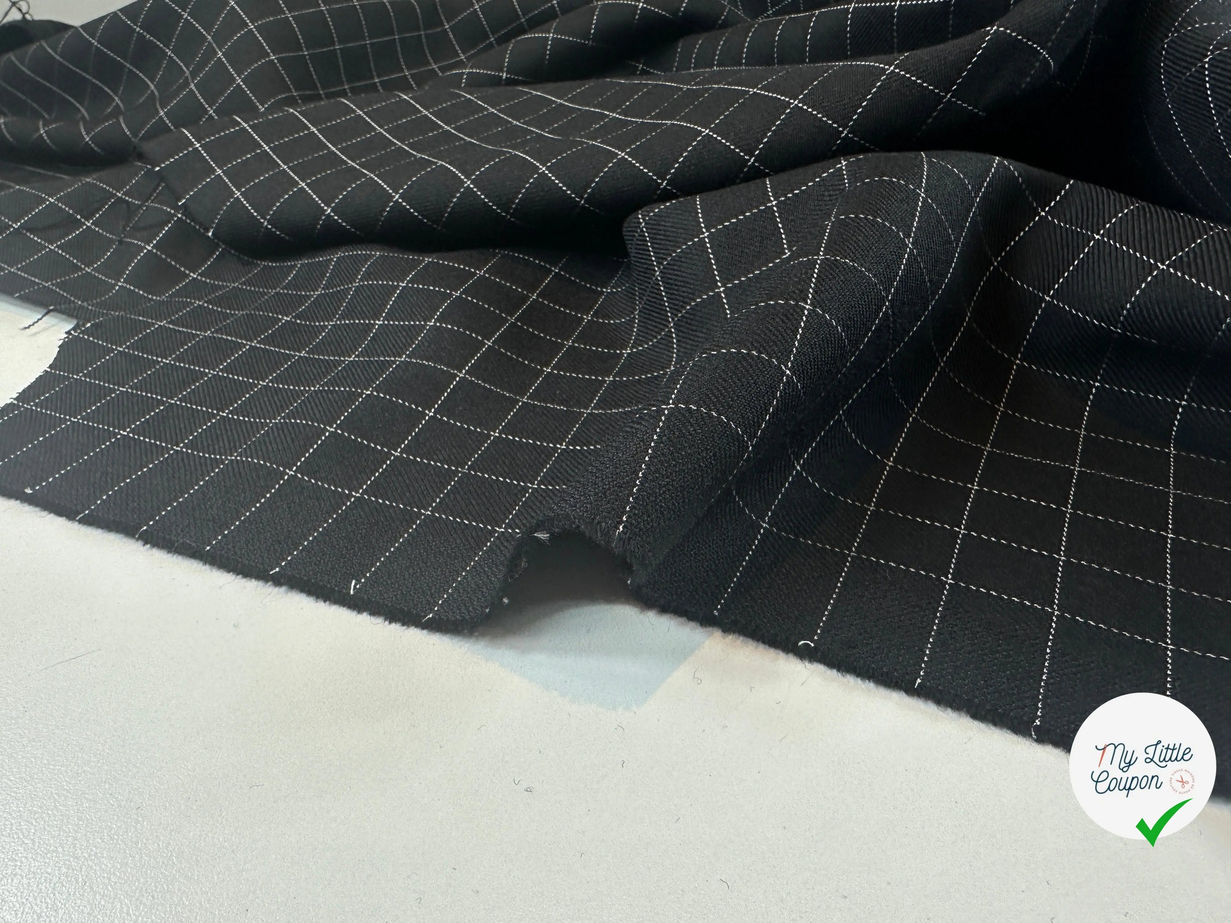 GABARDINE DE LAINE NOIRE QUADRILLÉE BLANCHE MLC INTERN