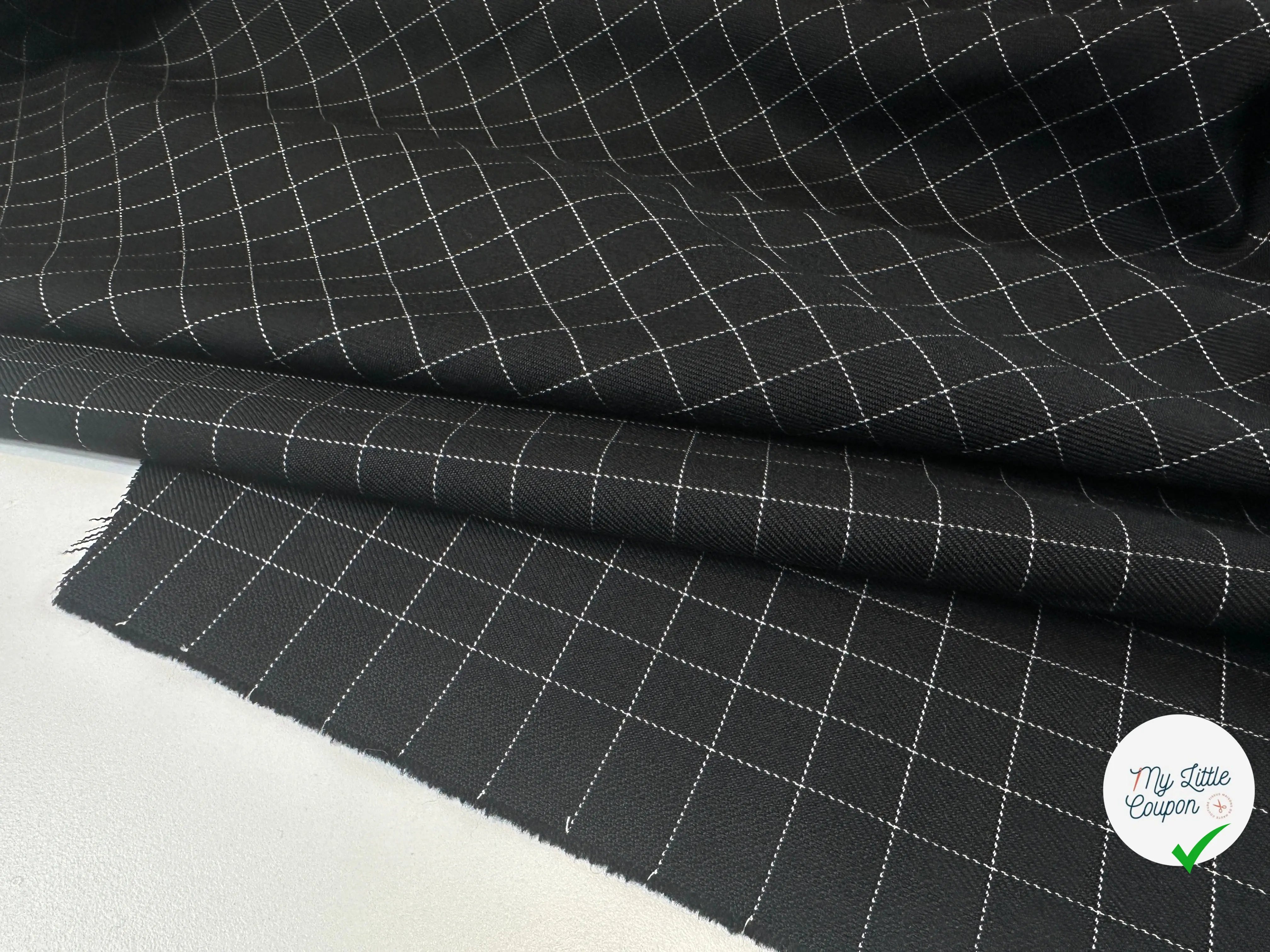GABARDINE DE LAINE NOIRE QUADRILLÉE BLANCHE MLC INTERN