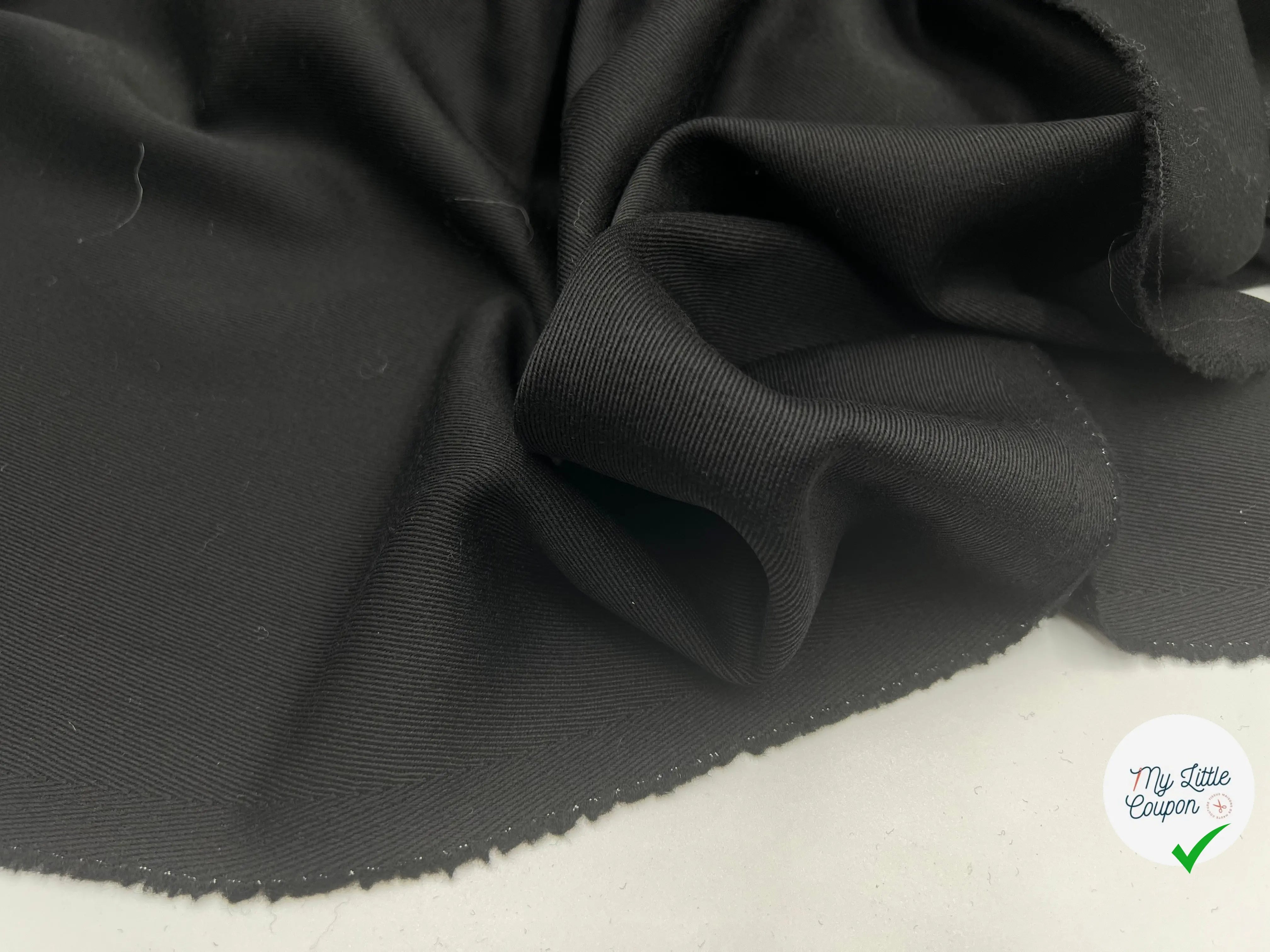 GABARDINE DE LAINE NOIRE TISSAGE DRILL - My Little Coupon - tissu - coudre