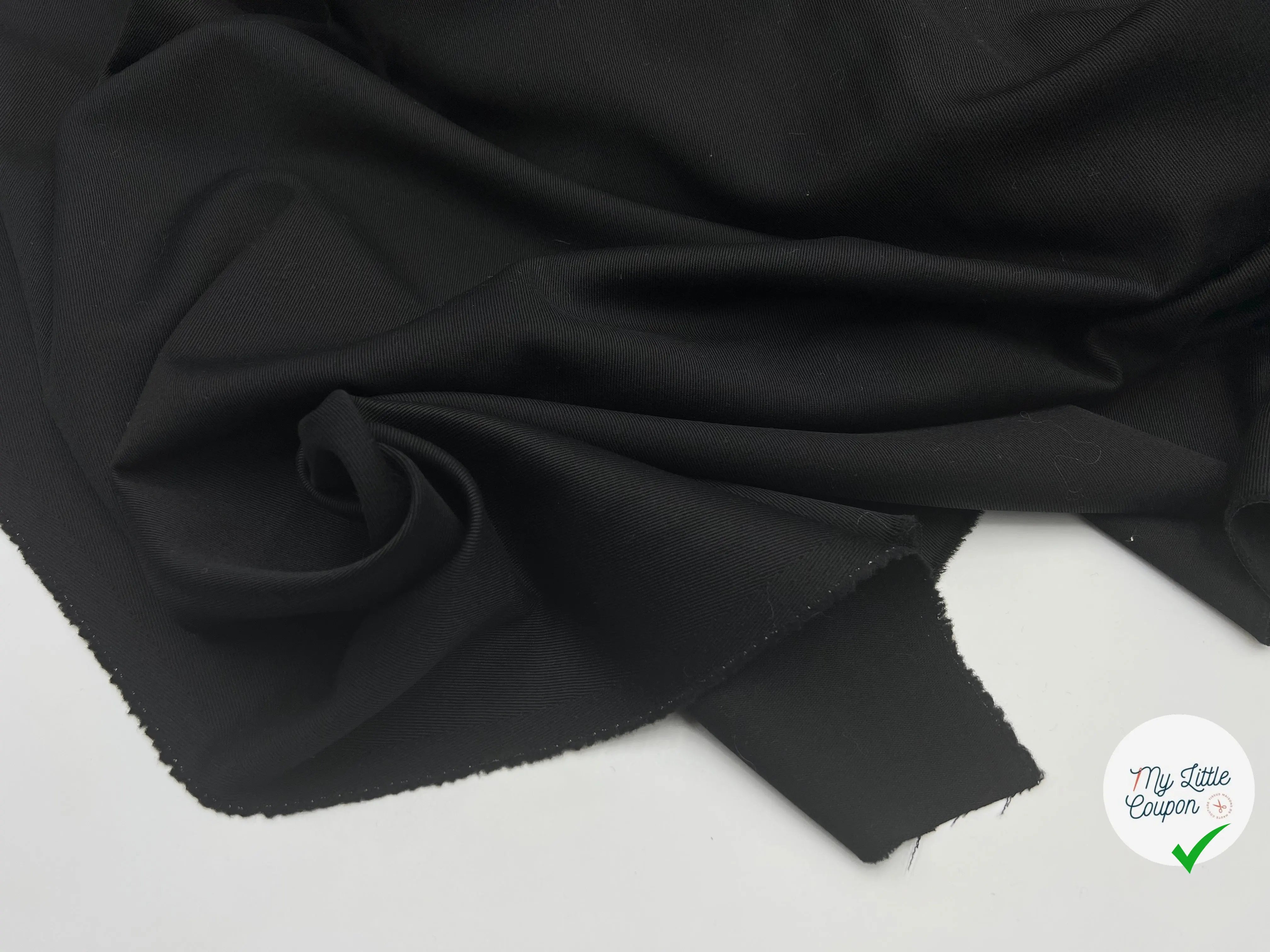 GABARDINE DE LAINE NOIRE TISSAGE DRILL - My Little Coupon - tissu - coudre