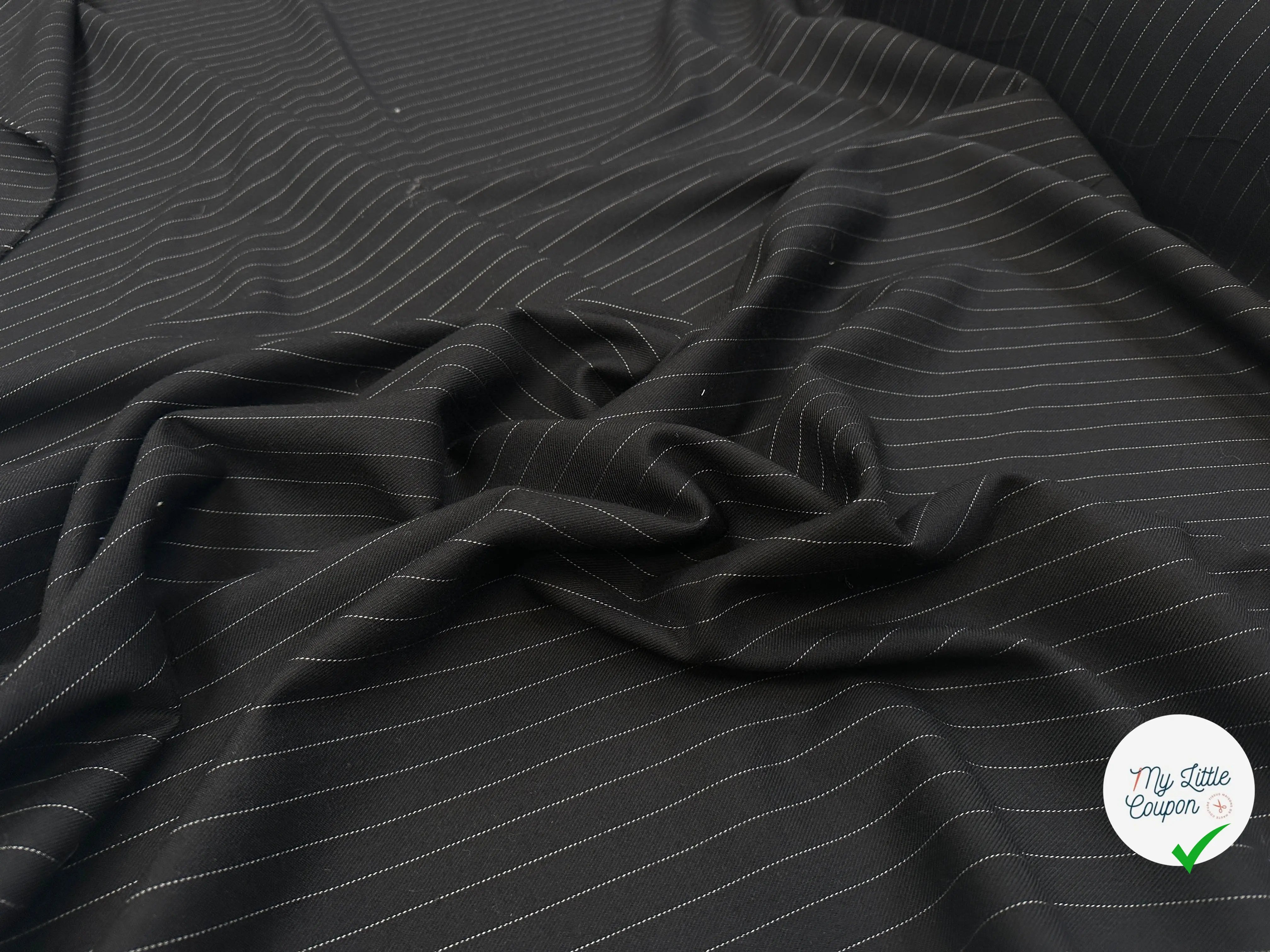 GABARDINE DE LAINE RAYURES FINE NOIR - My Little Coupon