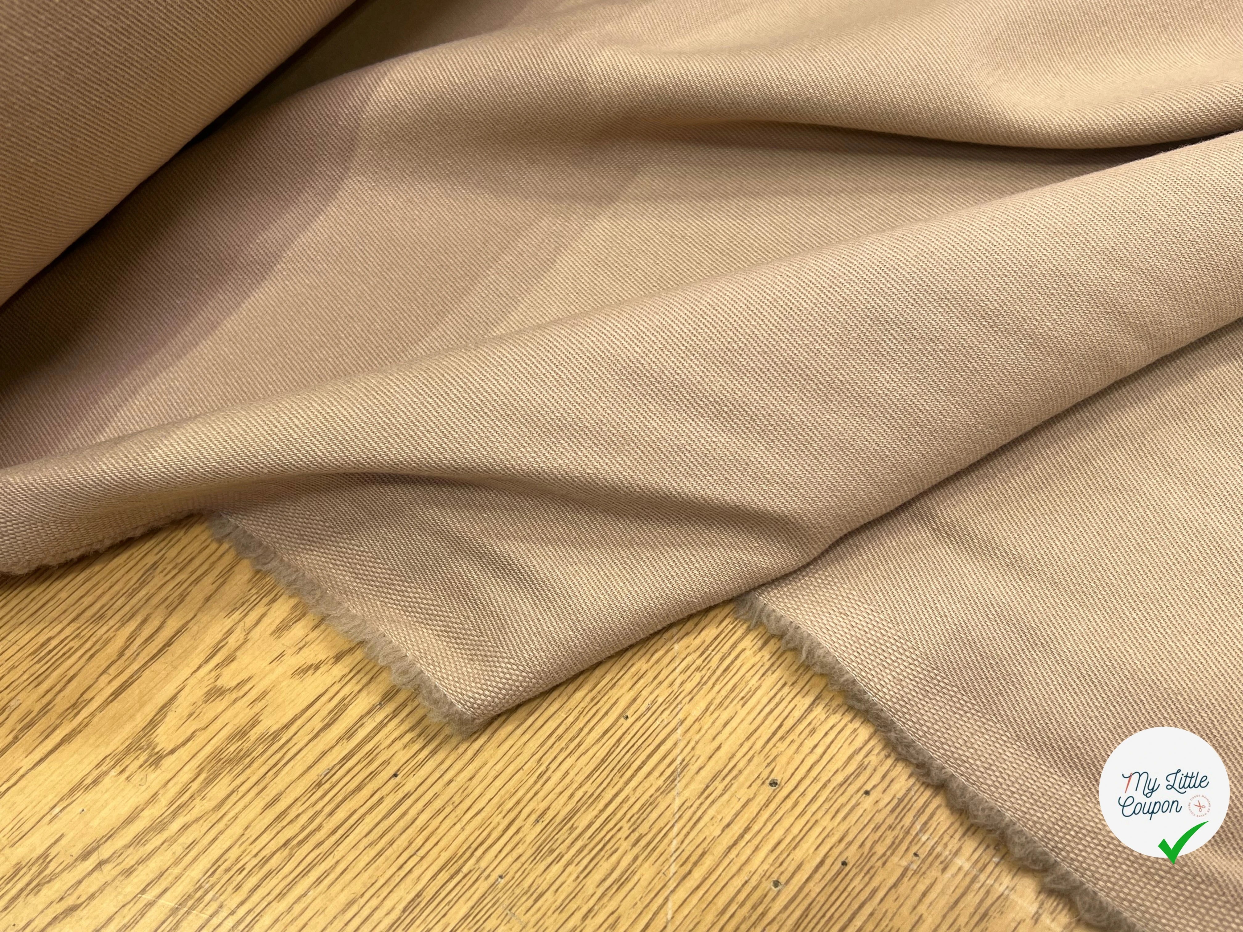 GABARDINE DE LAINE SOUPLE STRIÉE BEIGE MARRONÉ 98% LAINE - My Little Coupon