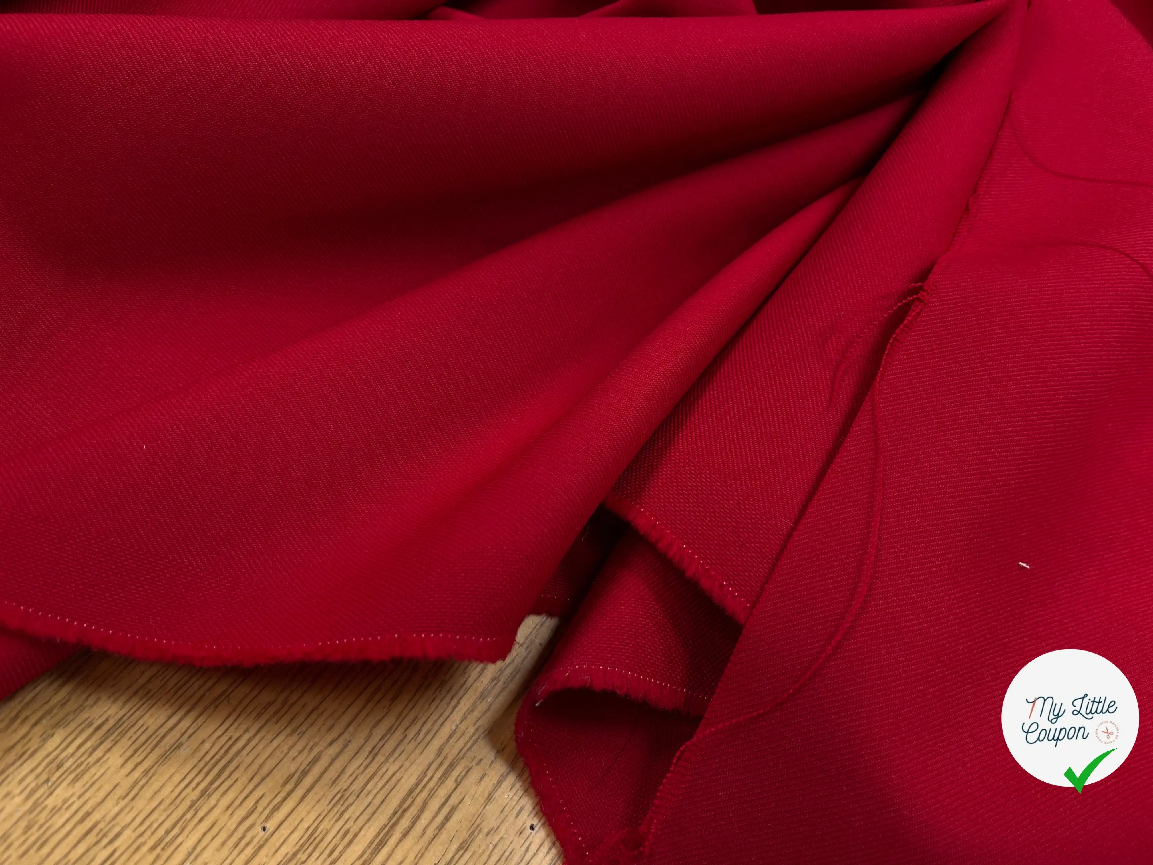 GABARDINE DE LAINE STRETCH ROUGE RUBY - My Little Coupon