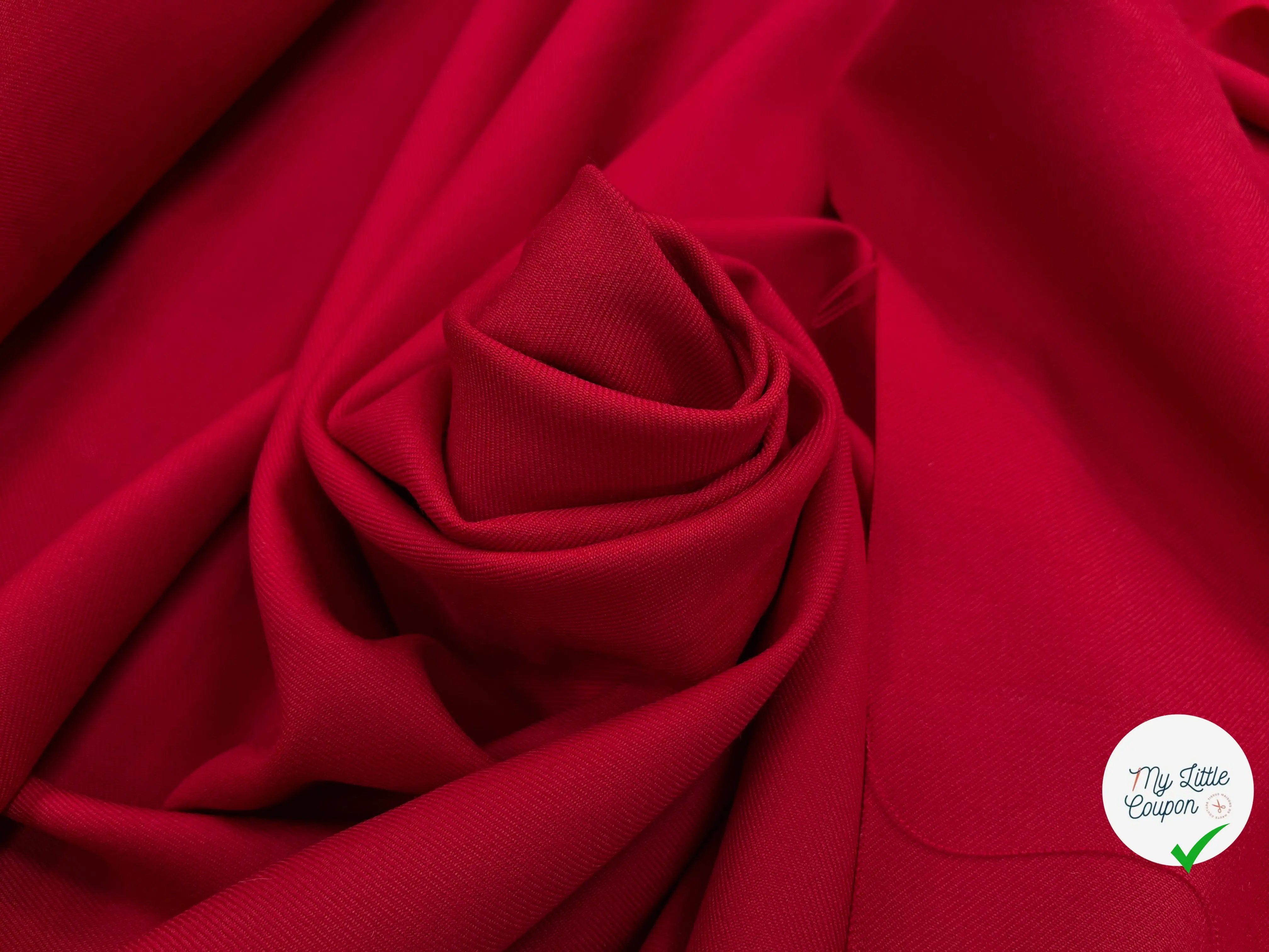 GABARDINE DE LAINE STRETCH ROUGE RUBY - My Little Coupon