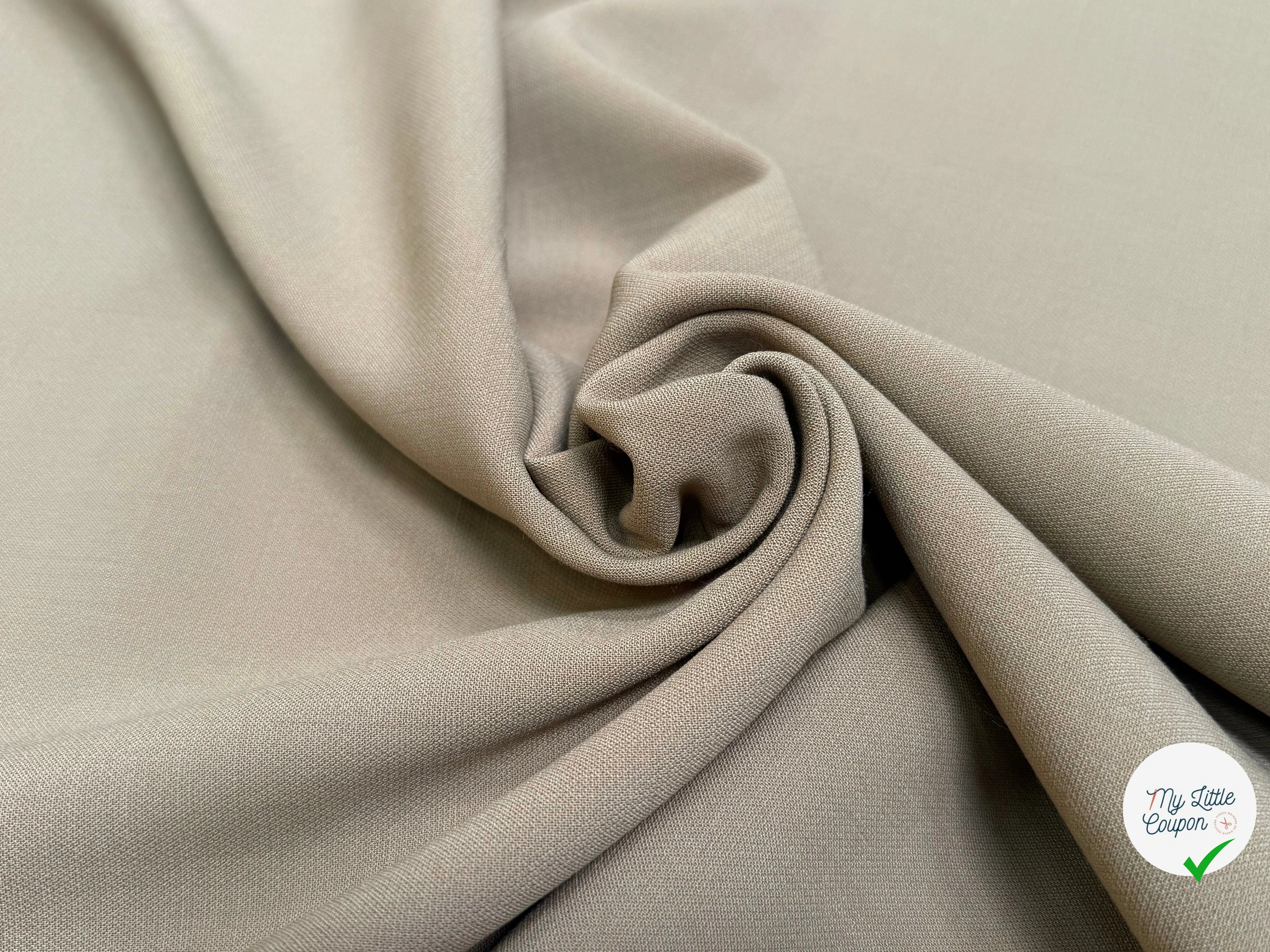 GABARDINE DE LAINE STRETCH TAUPE KAKI 80% LAINE TRÈS BELLE TENUE - My Little Coupon