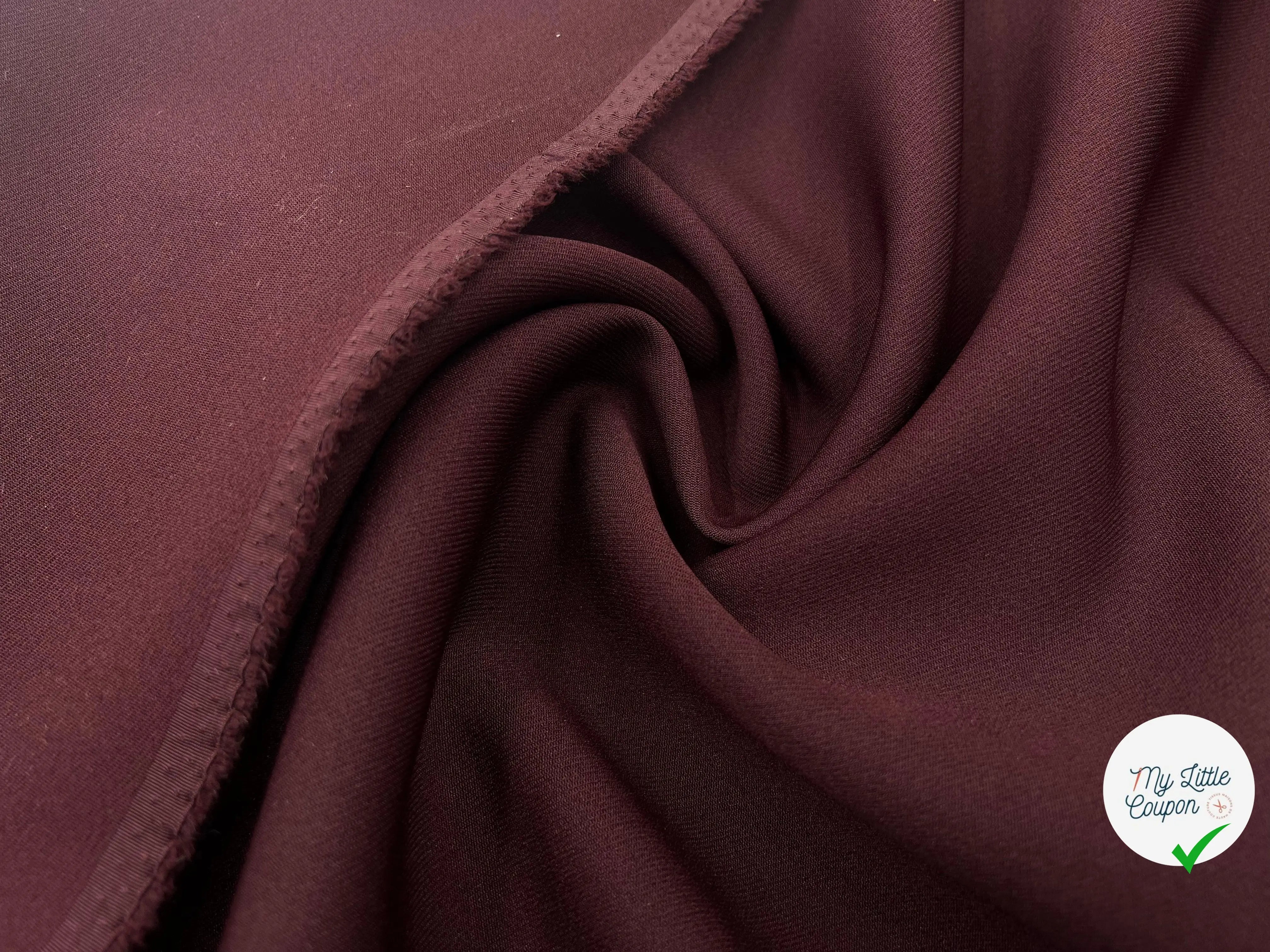 GABARDINE DE LAINE TRÈS FINEMENT SERGÉE LIE DE VIN - My Little Coupon - tissu - coudre