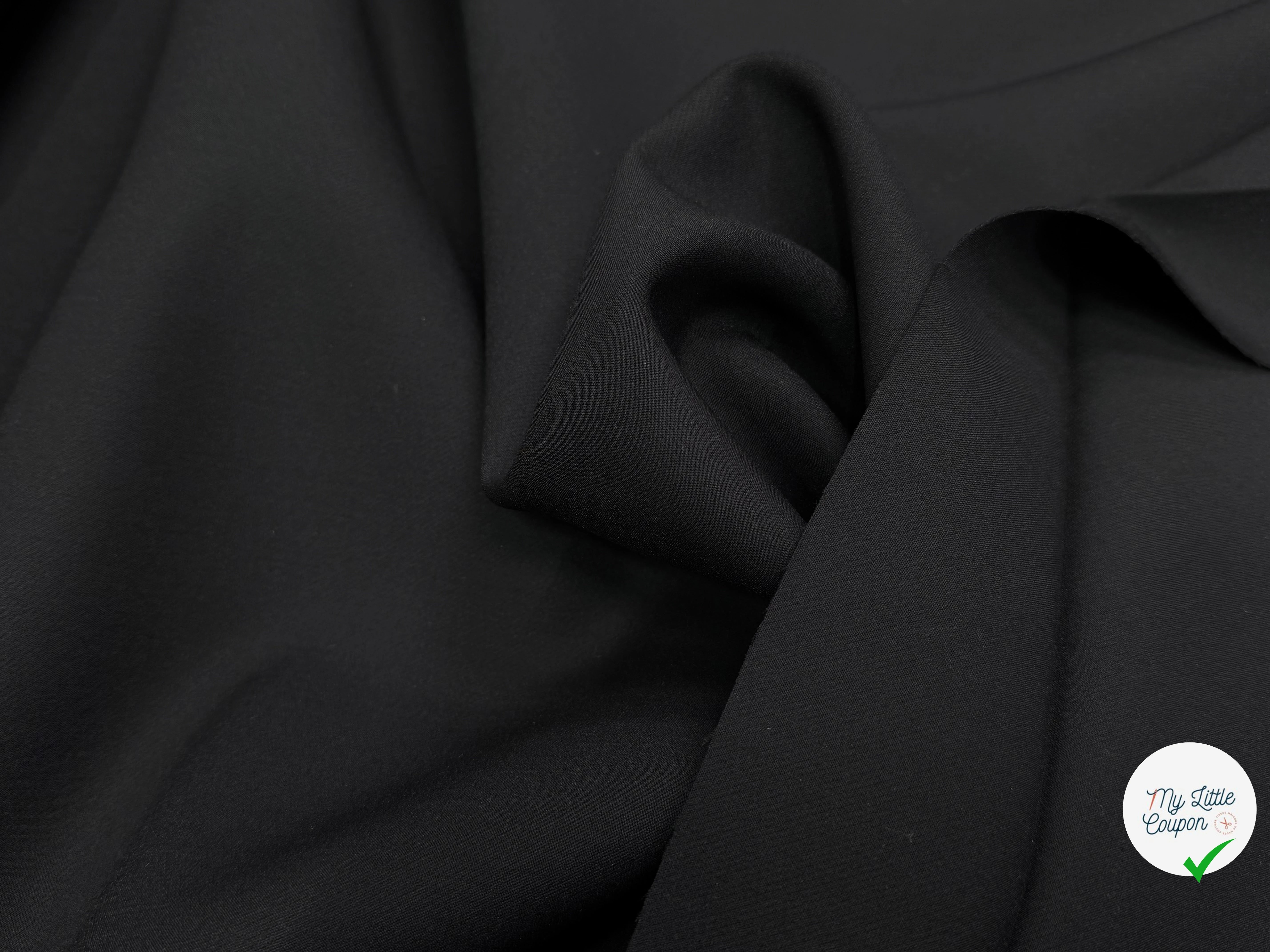 GABARDINE DOUBLE ETOFFE COTON NOIR - My Little Coupon
