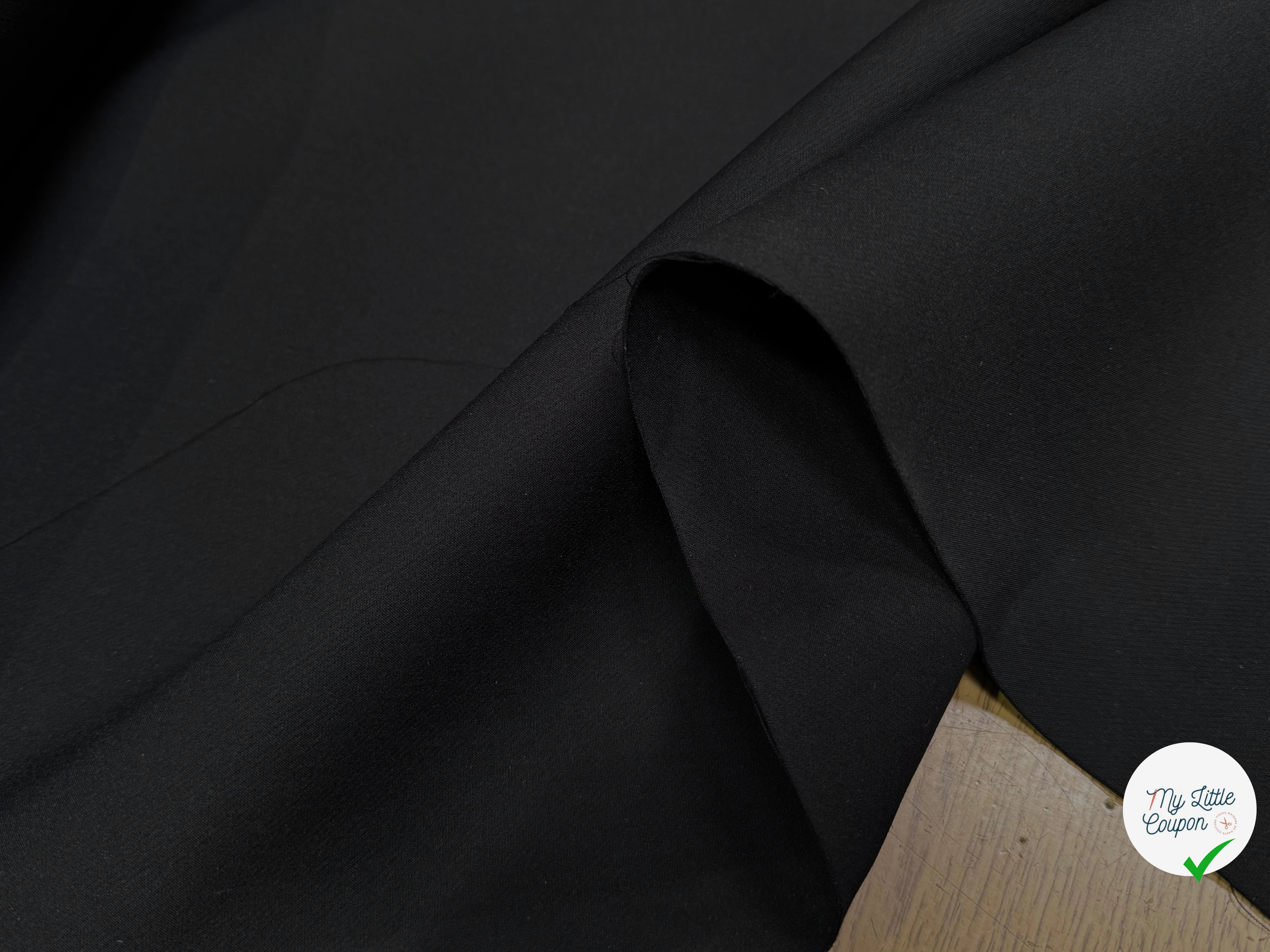 GABARDINE DOUBLE ETOFFE COTON NOIR - My Little Coupon