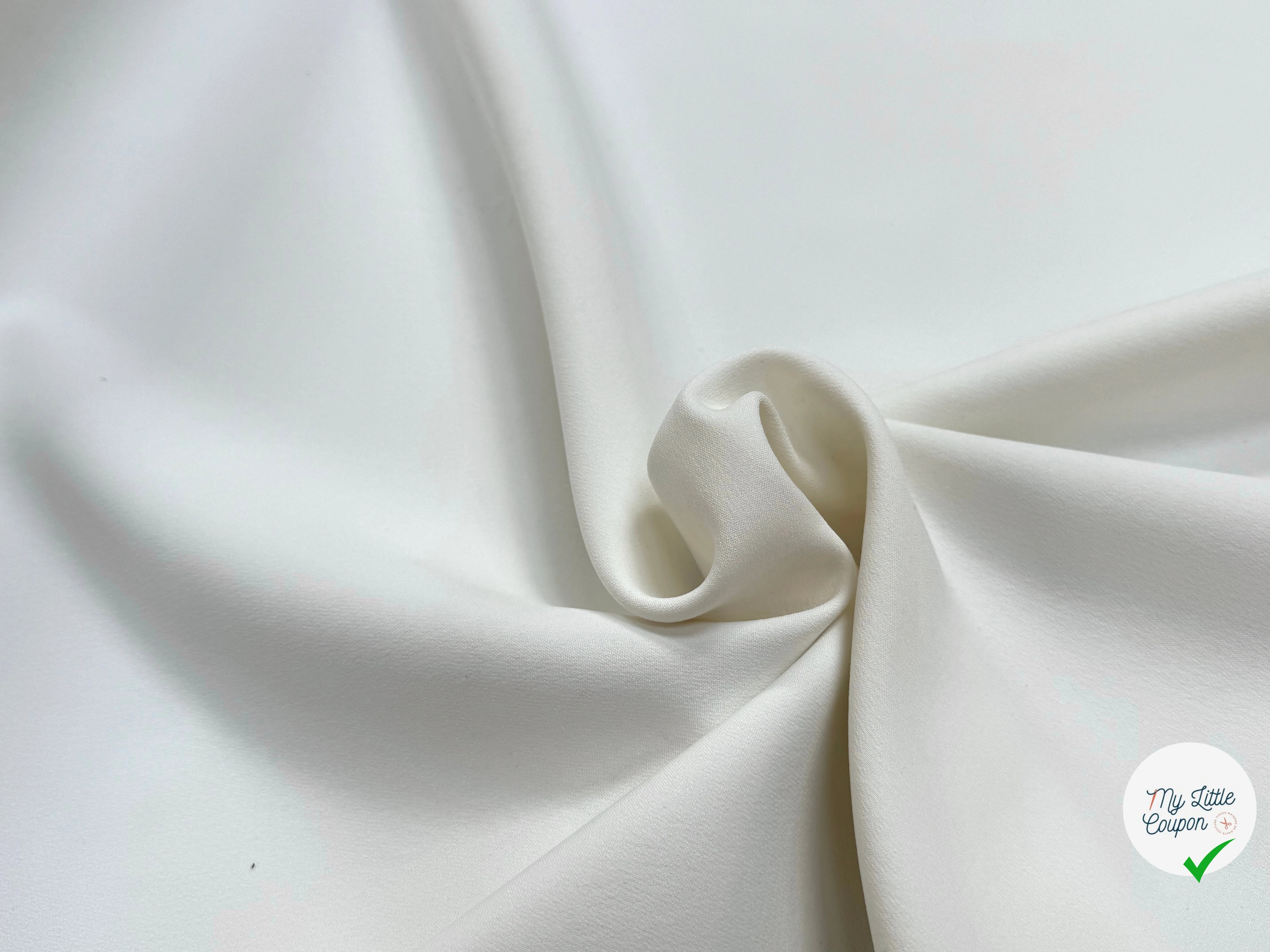 GABARDINE DOUBLE ÉTOFFE TRÈS LÉGÈREMENT SATINÉE BLANC STRETCH - My Little Coupon