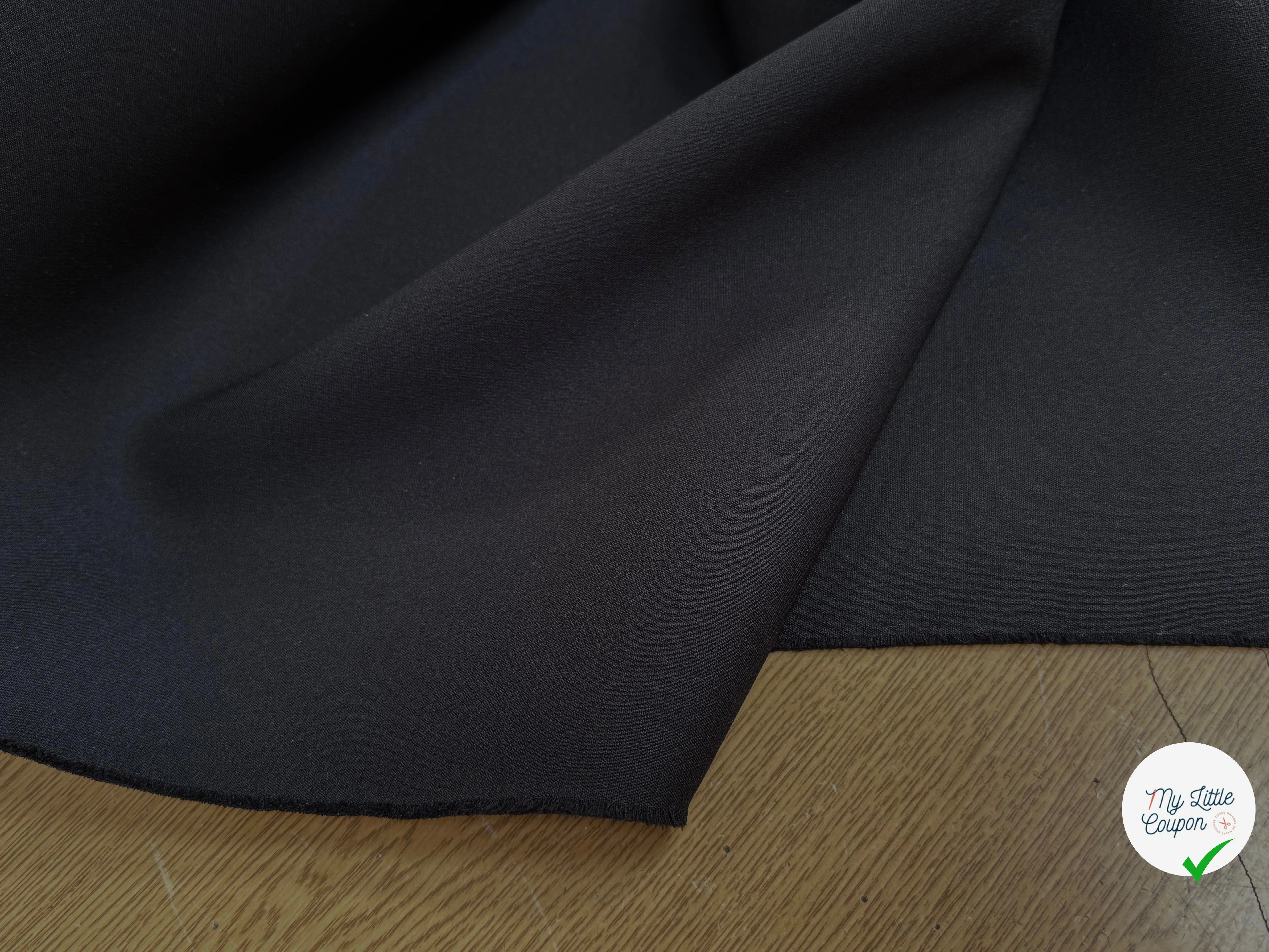 GABARDINE DOUBLE ÉTOFFE TRÈS LÉGÈREMENT SATINÉE NOIR STRETCH - My Little Coupon