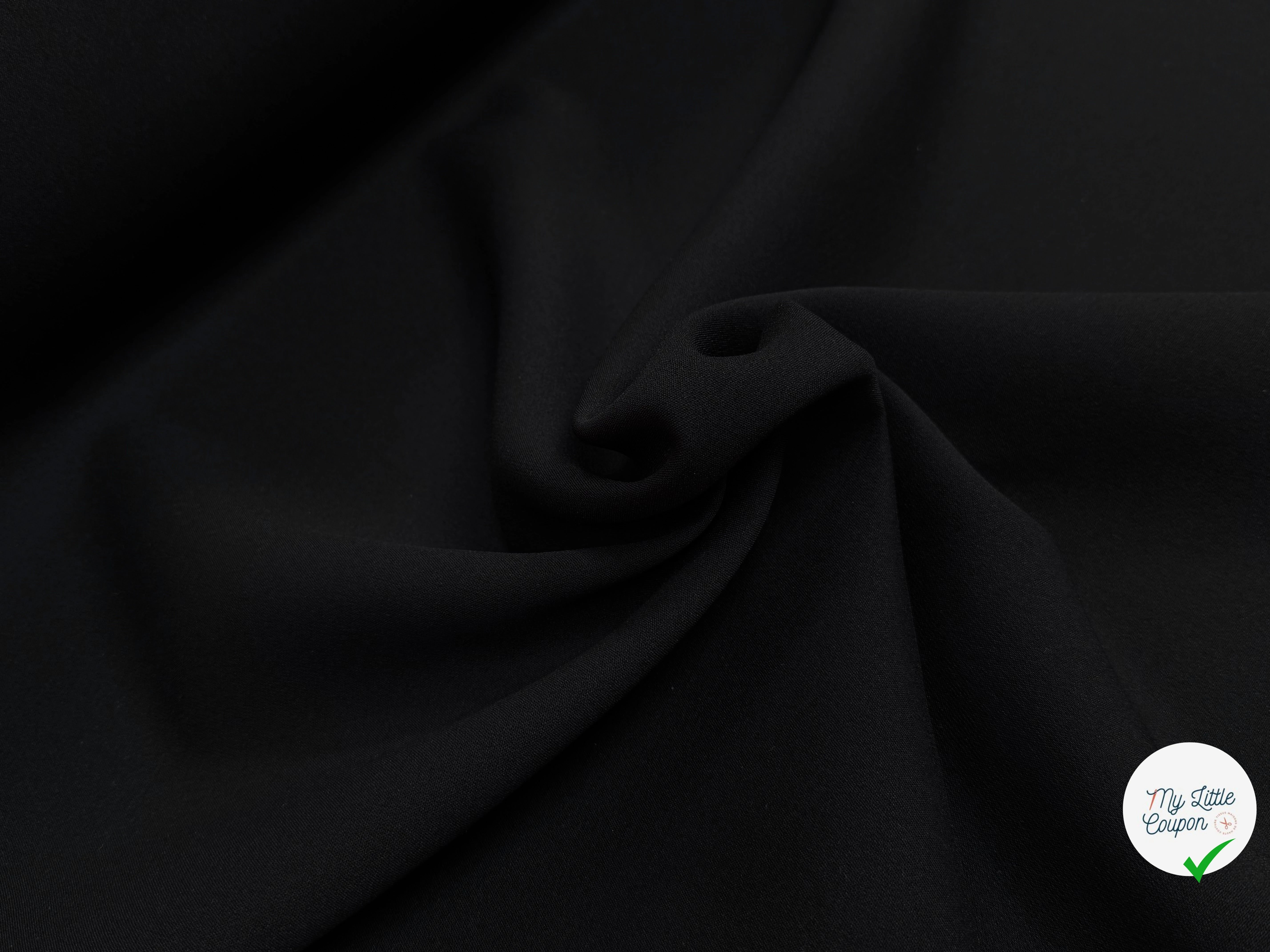GABARDINE DOUBLE ÉTOFFE TRÈS LÉGÈREMENT SATINÉE NOIR STRETCH - My Little Coupon