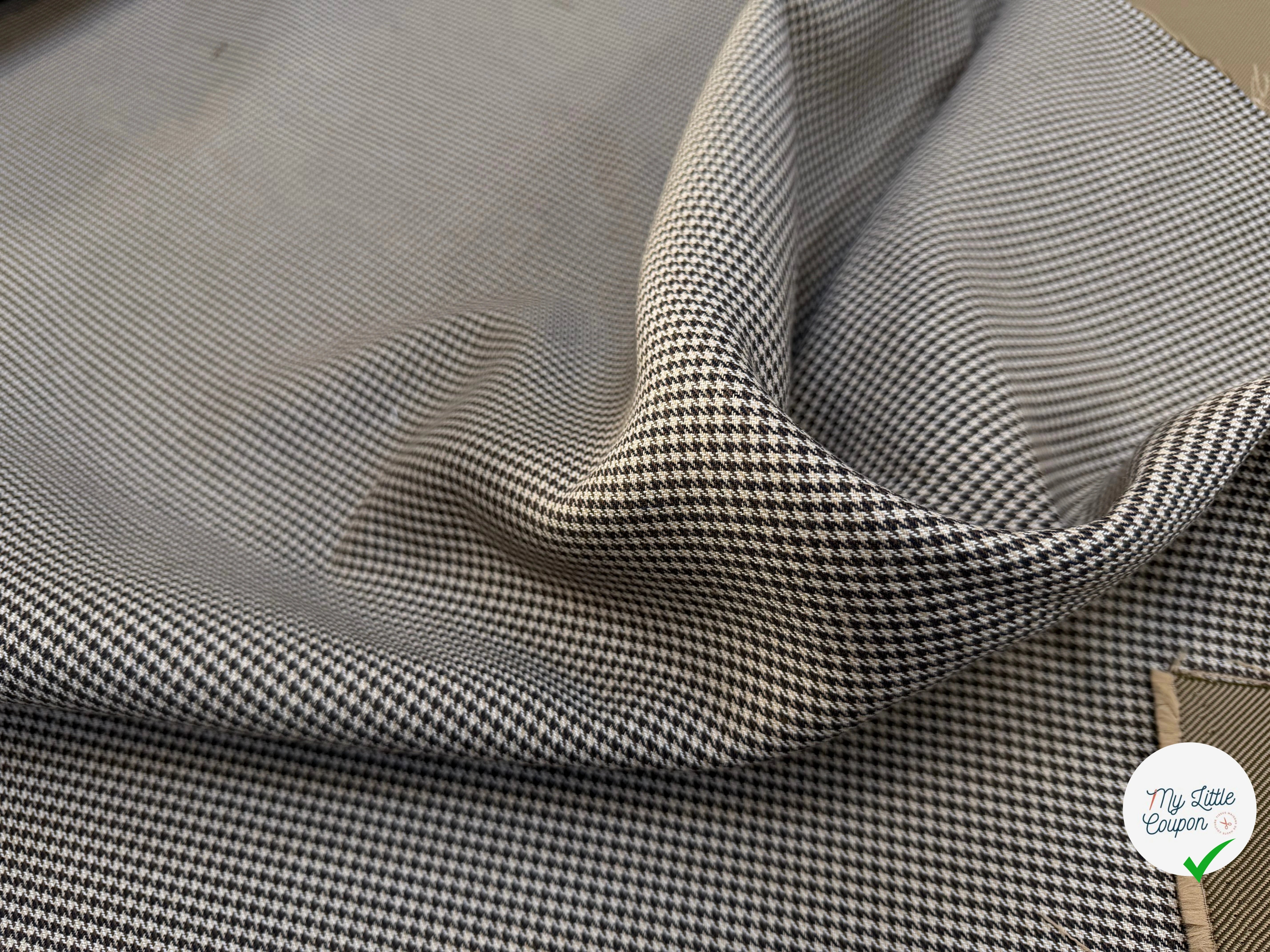 GABARDINE DOUBLE FACE MOTIF PIED DE POULE FACE SERGÉE - My Little Coupon