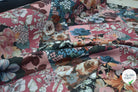 GABARDINE DRILL FLEURS & GEOMETRIE ENVERS BLEU LAVANDE MSO