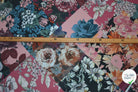 GABARDINE DRILL FLEURS & GEOMETRIE ENVERS BLEU LAVANDE MSO