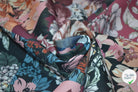 GABARDINE DRILL FLEURS & GEOMETRIE ENVERS BLEU LAVANDE MSO