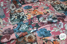 GABARDINE DRILL FLEURS & GEOMETRIE ENVERS BLEU LAVANDE MSO