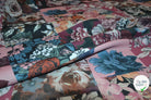 GABARDINE DRILL FLEURS & GEOMETRIE ENVERS BLEU LAVANDE MSO