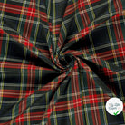 GABARDINE ÉCOSSAISE TARTAN STRETCH NOIR - My Little Coupon
