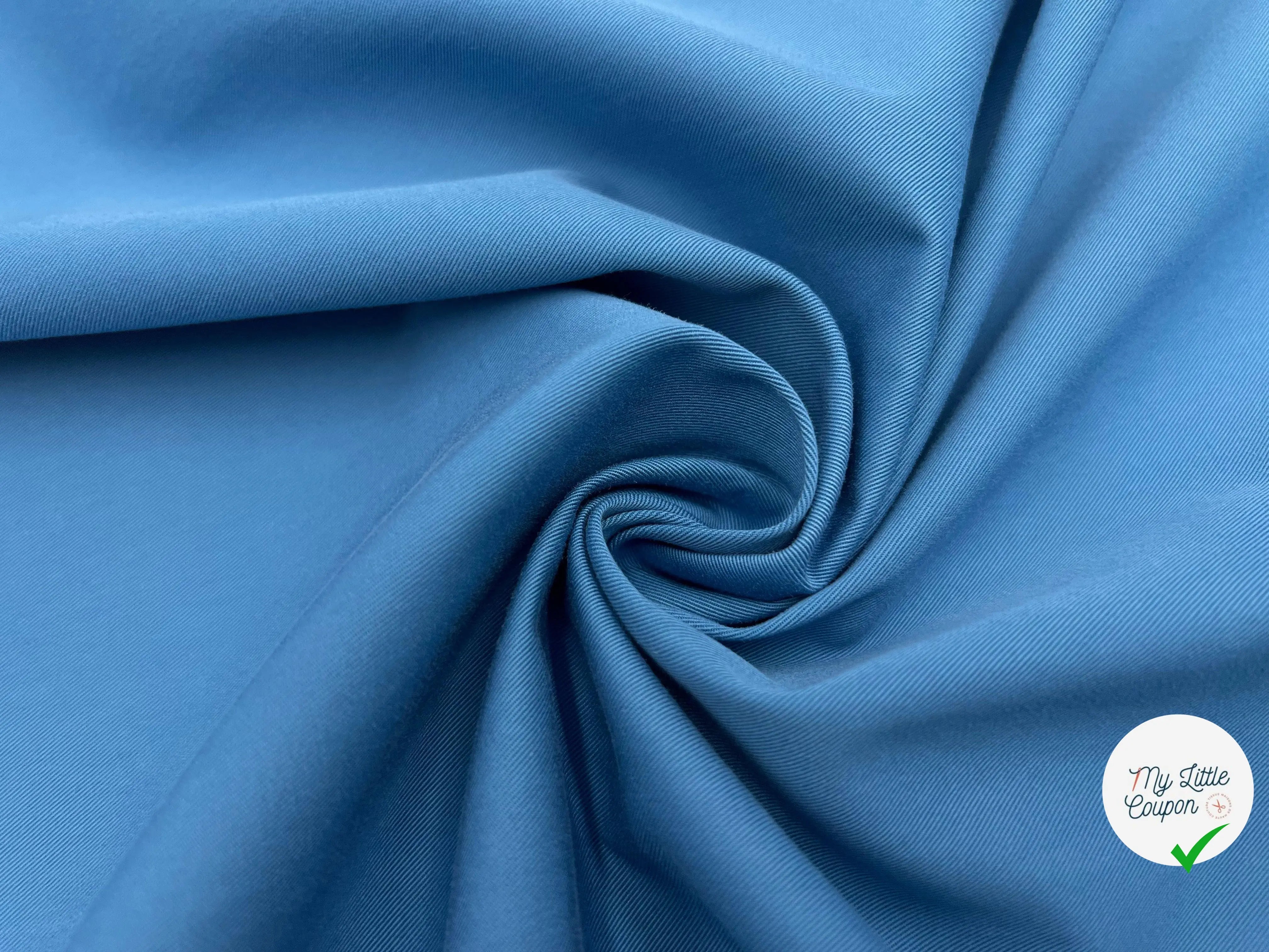 GABARDINE FINE DE COTON BLEU CÉRULÉEN - My Little Coupon - tissu - coudre