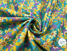 GABARDINE FINE DE COTON IMPRIMÉ FLEURS DE TURQUOISE - My Little Coupon - tissu - coudre