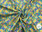 GABARDINE FINE DE COTON IMPRIMÉ FLEURS DE TURQUOISE - My Little Coupon - tissu - coudre