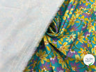 GABARDINE FINE DE COTON IMPRIMÉ FLEURS DE TURQUOISE - My Little Coupon - tissu - coudre