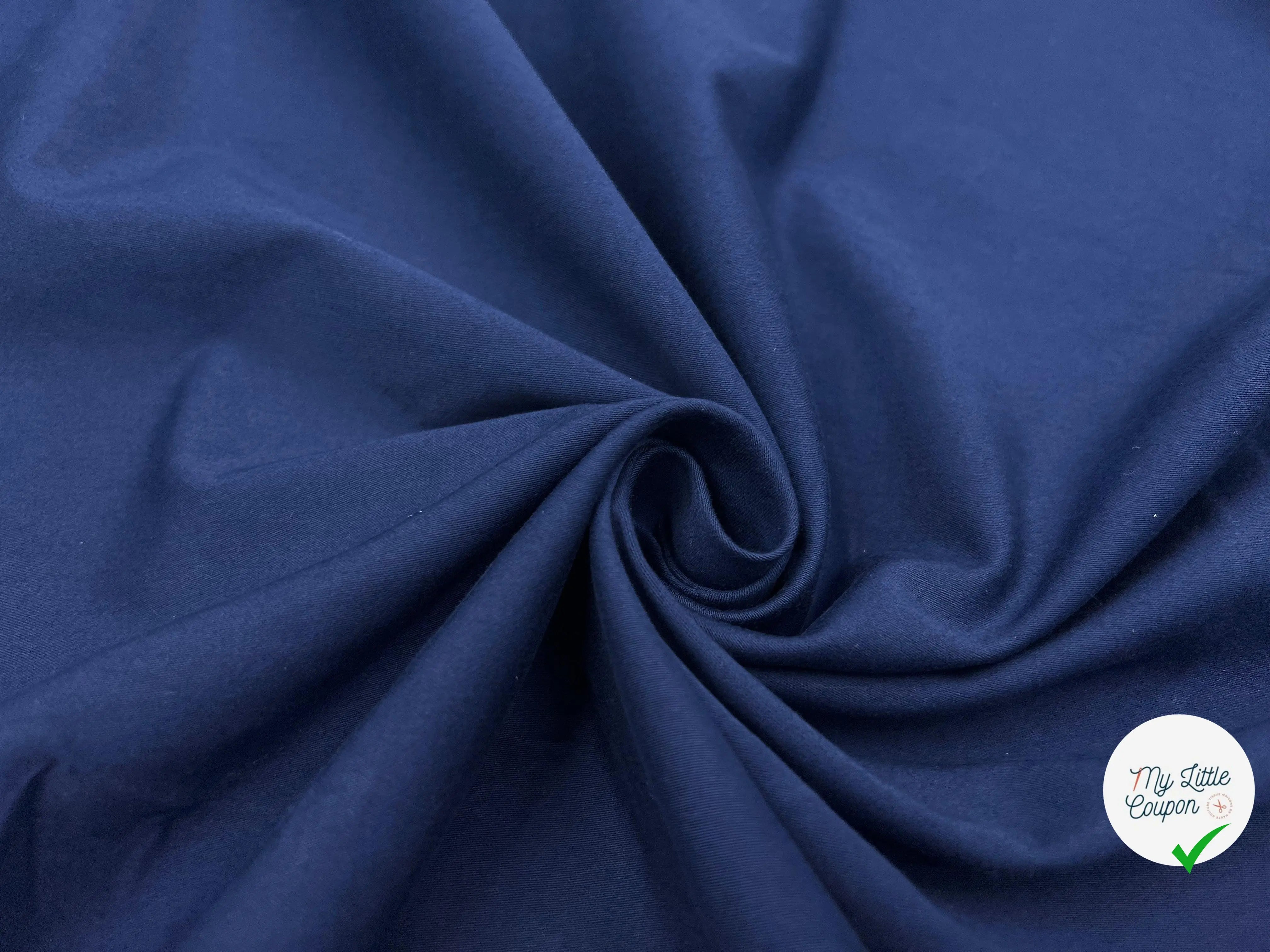 GABARDINE FINE DE COTON NAVY STRETCH - My Little Coupon - tissu - coudre