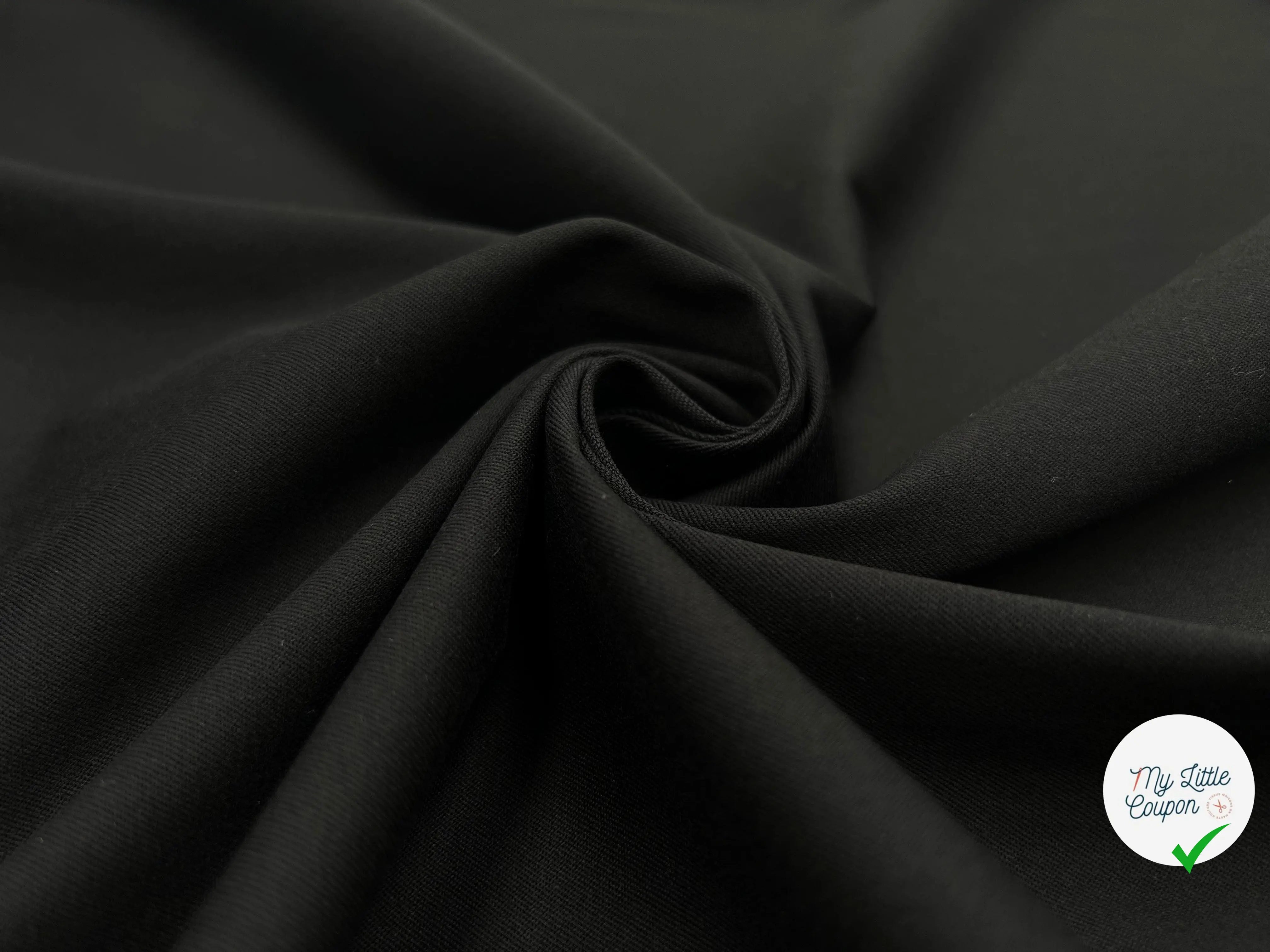GABARDINE FINE DE COTON STRETCH NOIR ÉPOUSTOUFLANT - My Little Coupon - tissu - coudre