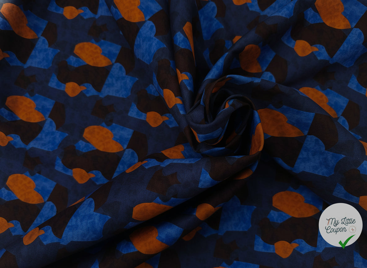 GABARDINE FINEMENT SERGÉE TACHES ORANGE BLEU MARRON MLC INTERN