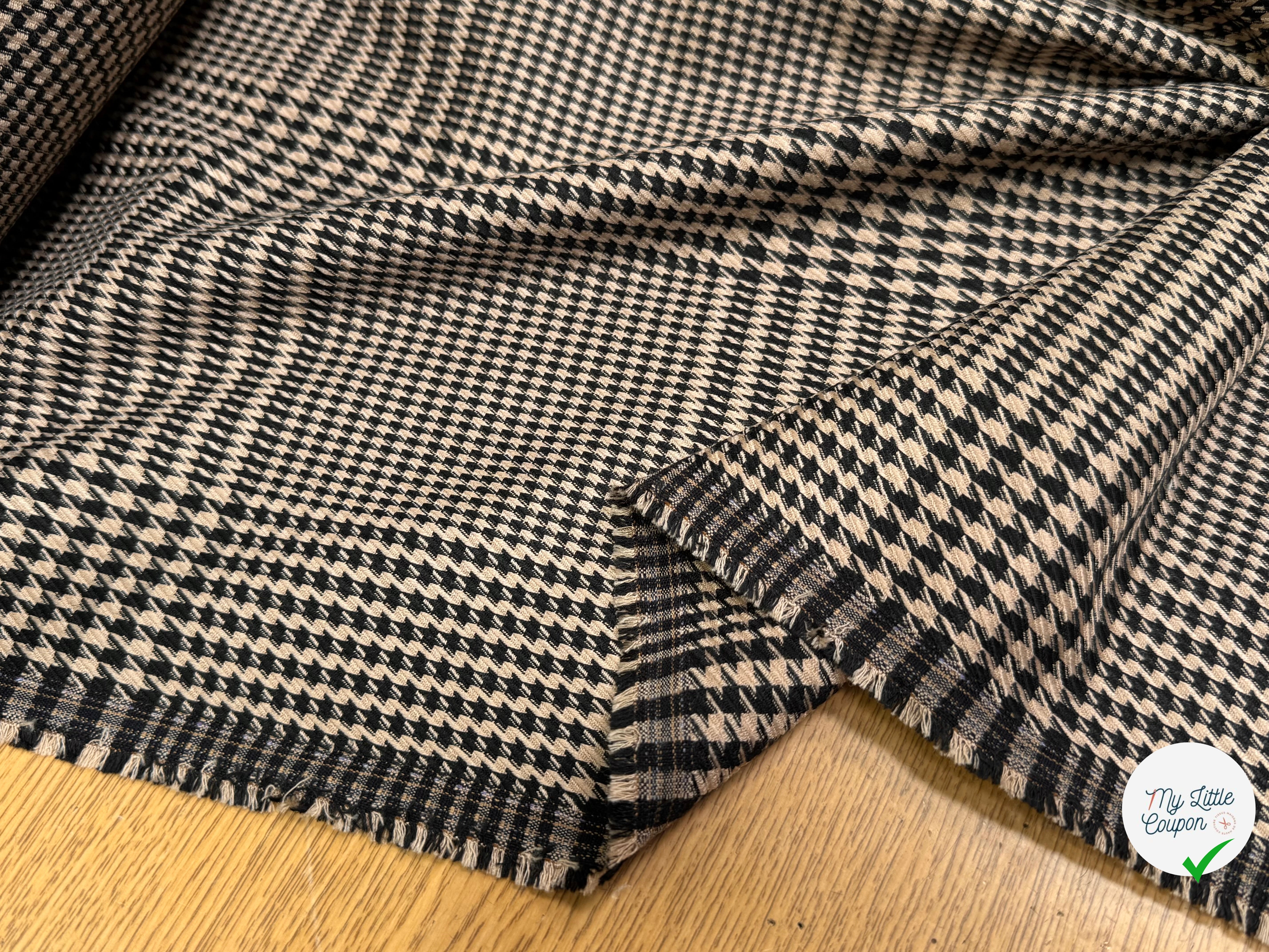 GABARDINE GIULIA POLYVISCOSE PRINCE DE GALLES CHIC BEIGE NOIR - My Little Coupon