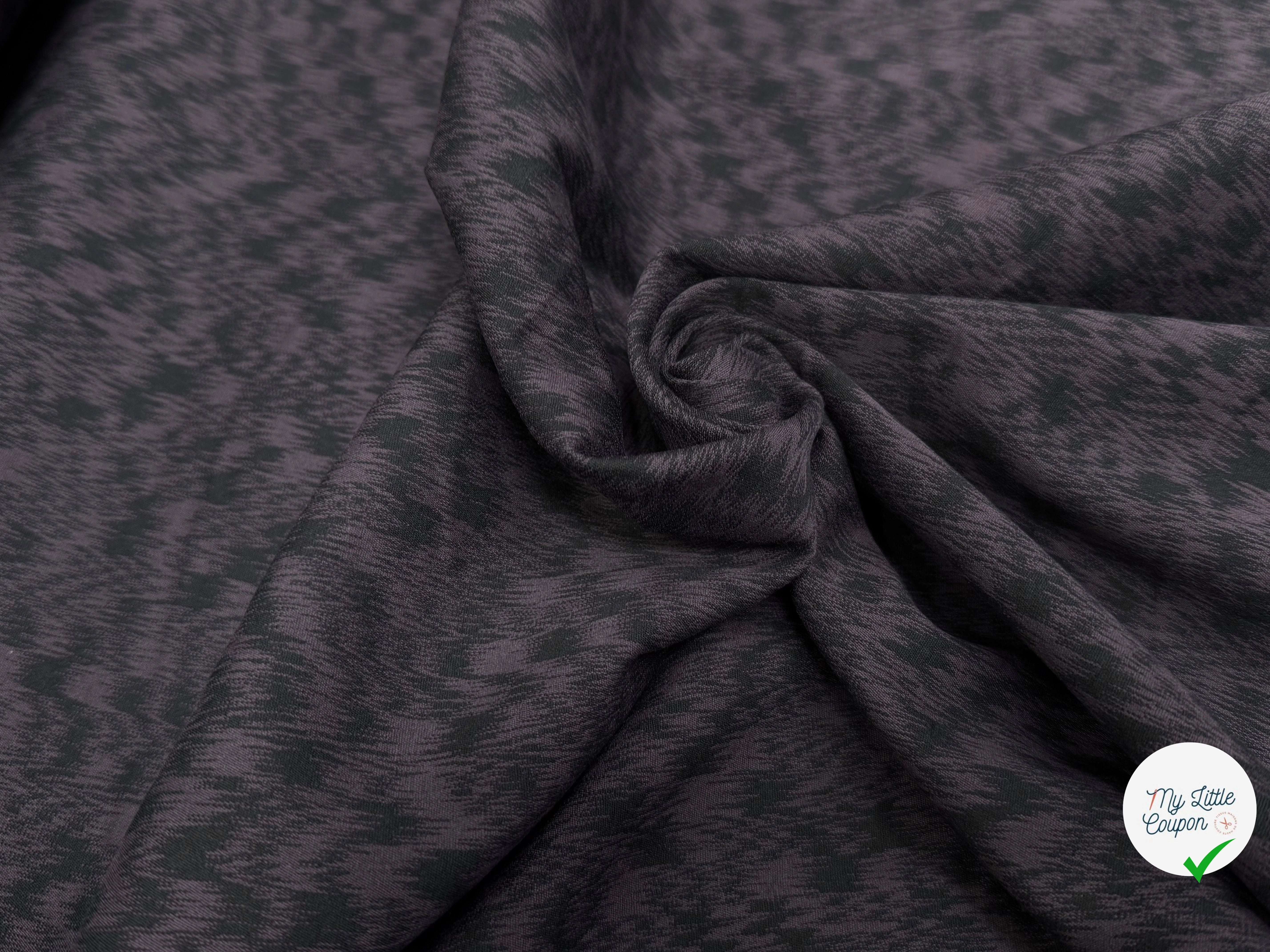 GABARDINE IMPRIMÉ EONDES VIOLET FONCÉ NOIR - My Little Coupon