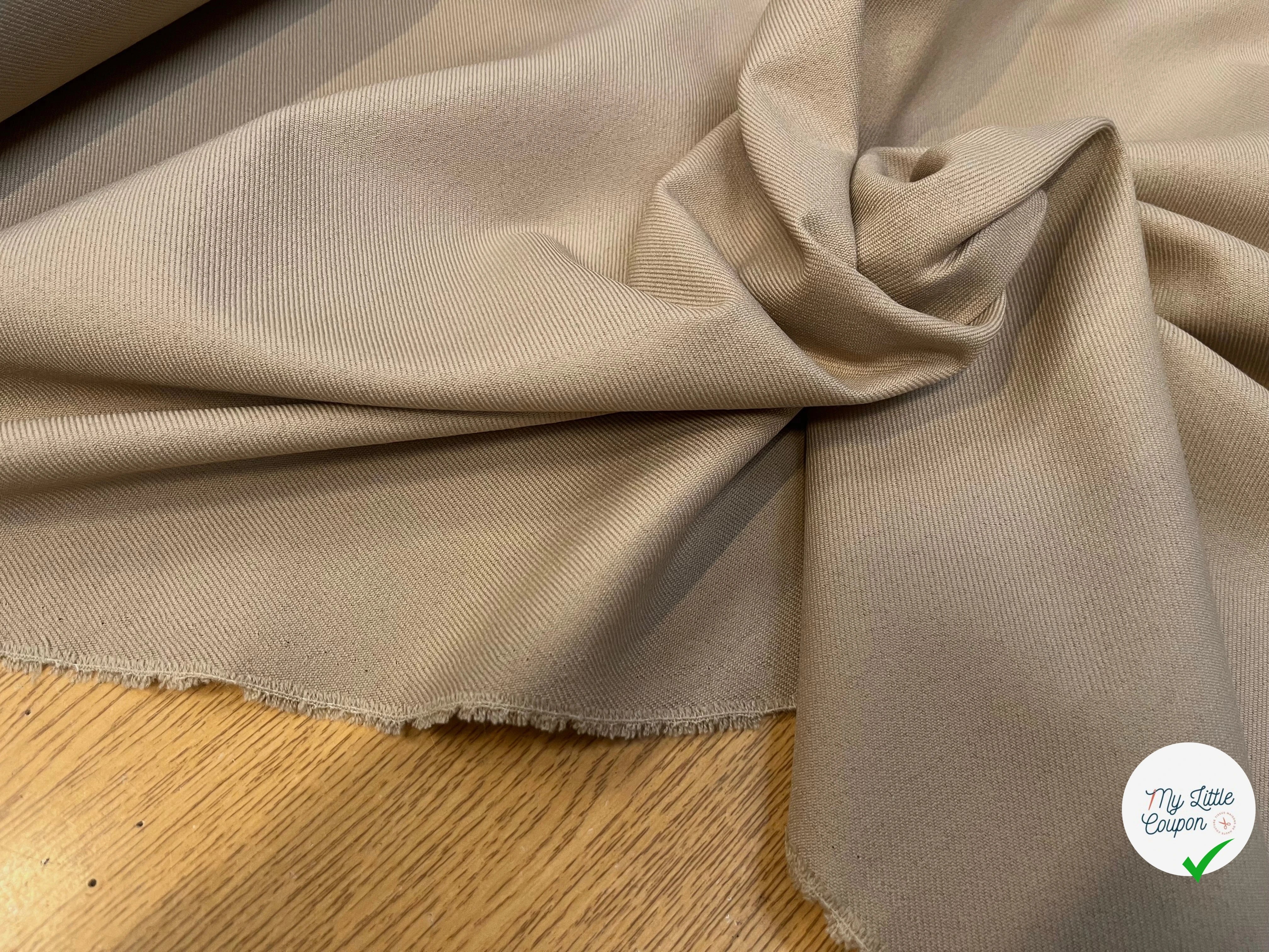 GABARDINE LÈGEREMENT STRIÉE COULEUR SAHARA - My Little Coupon