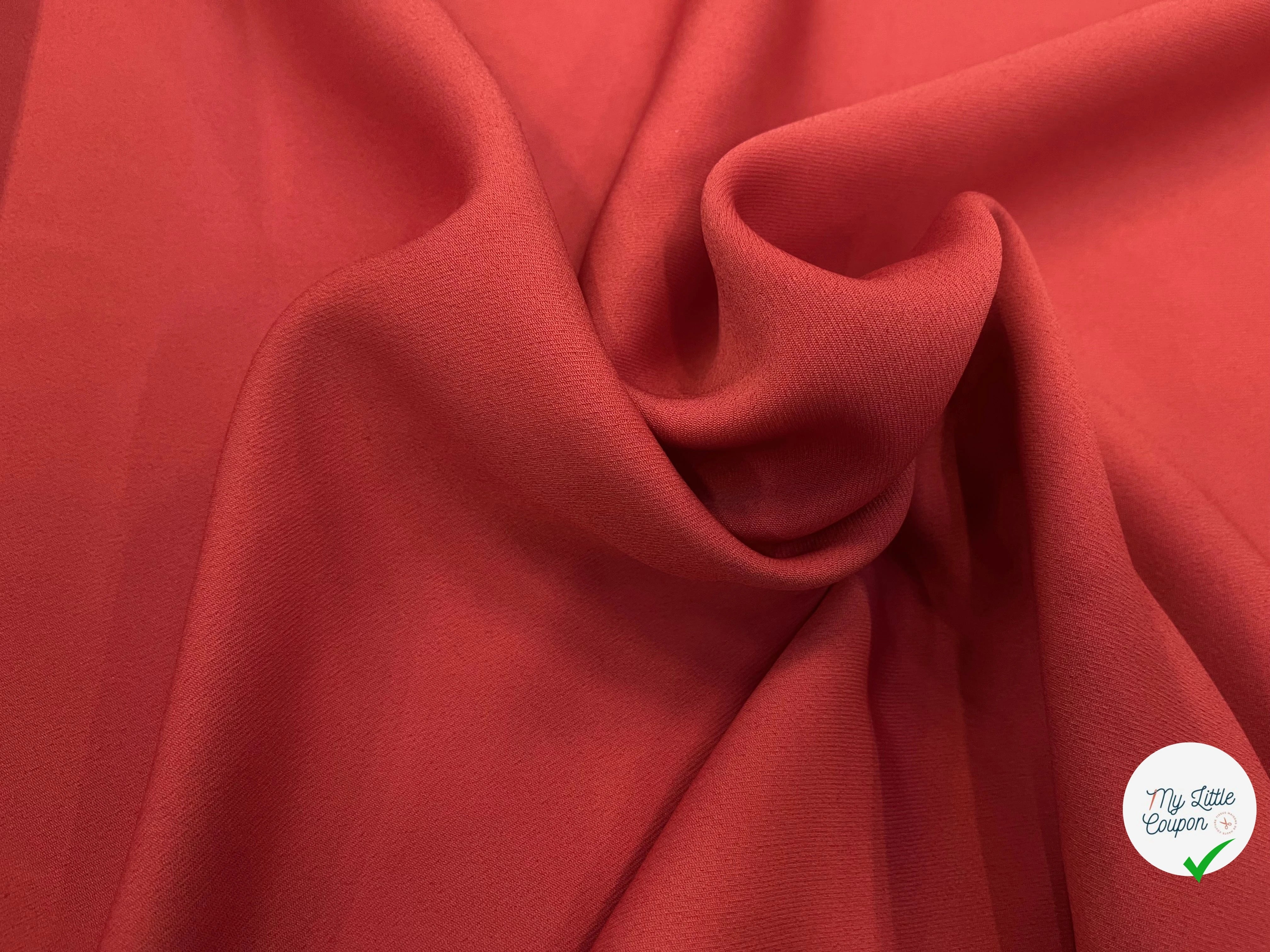 GABARDINE LÈGEREMENT STRIÉE POLYESTER COULEUR POPPY - My Little Coupon