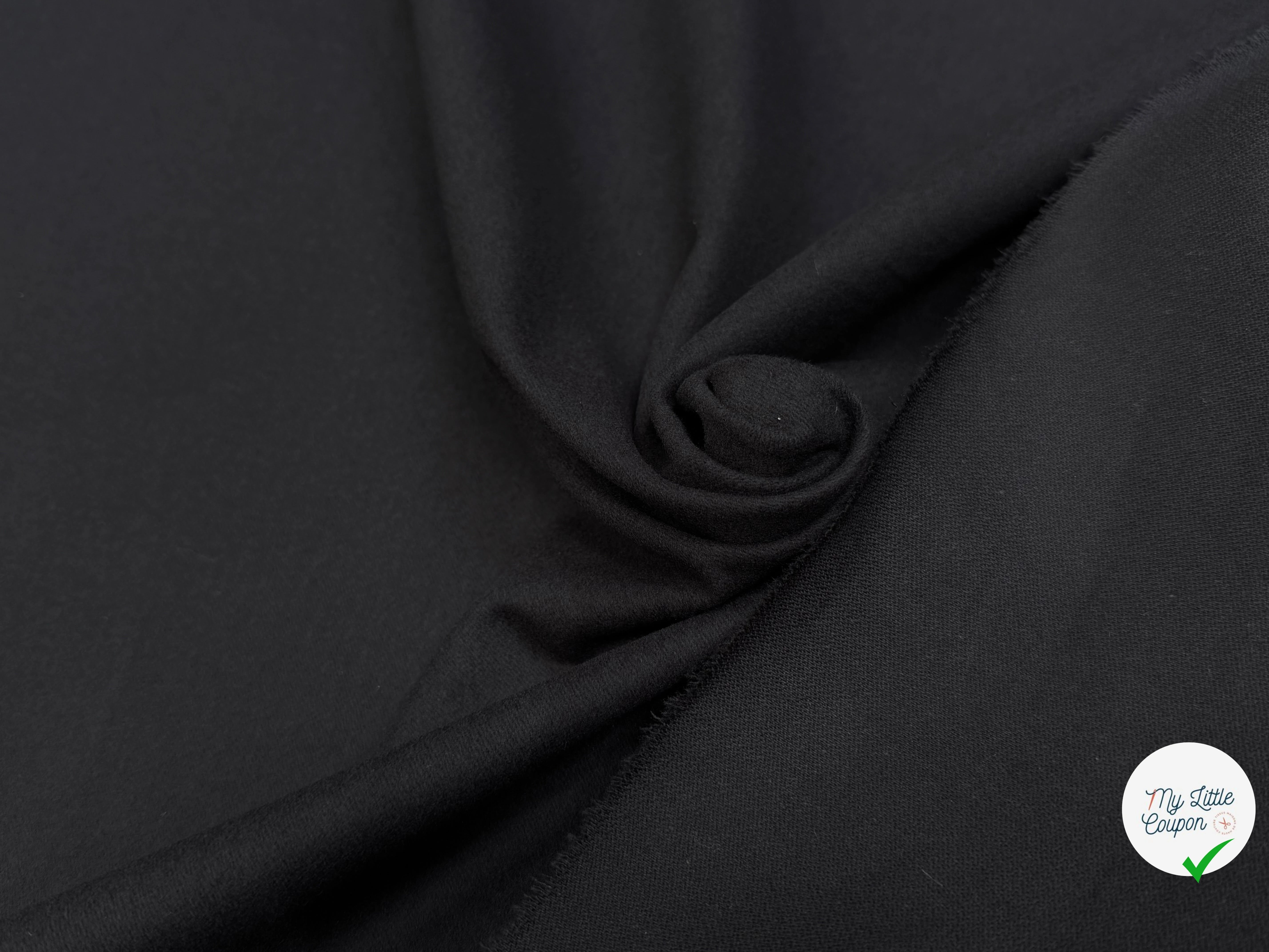 GABARDINE LOURDE COTON GRATTÉ NOIR - My Little Coupon