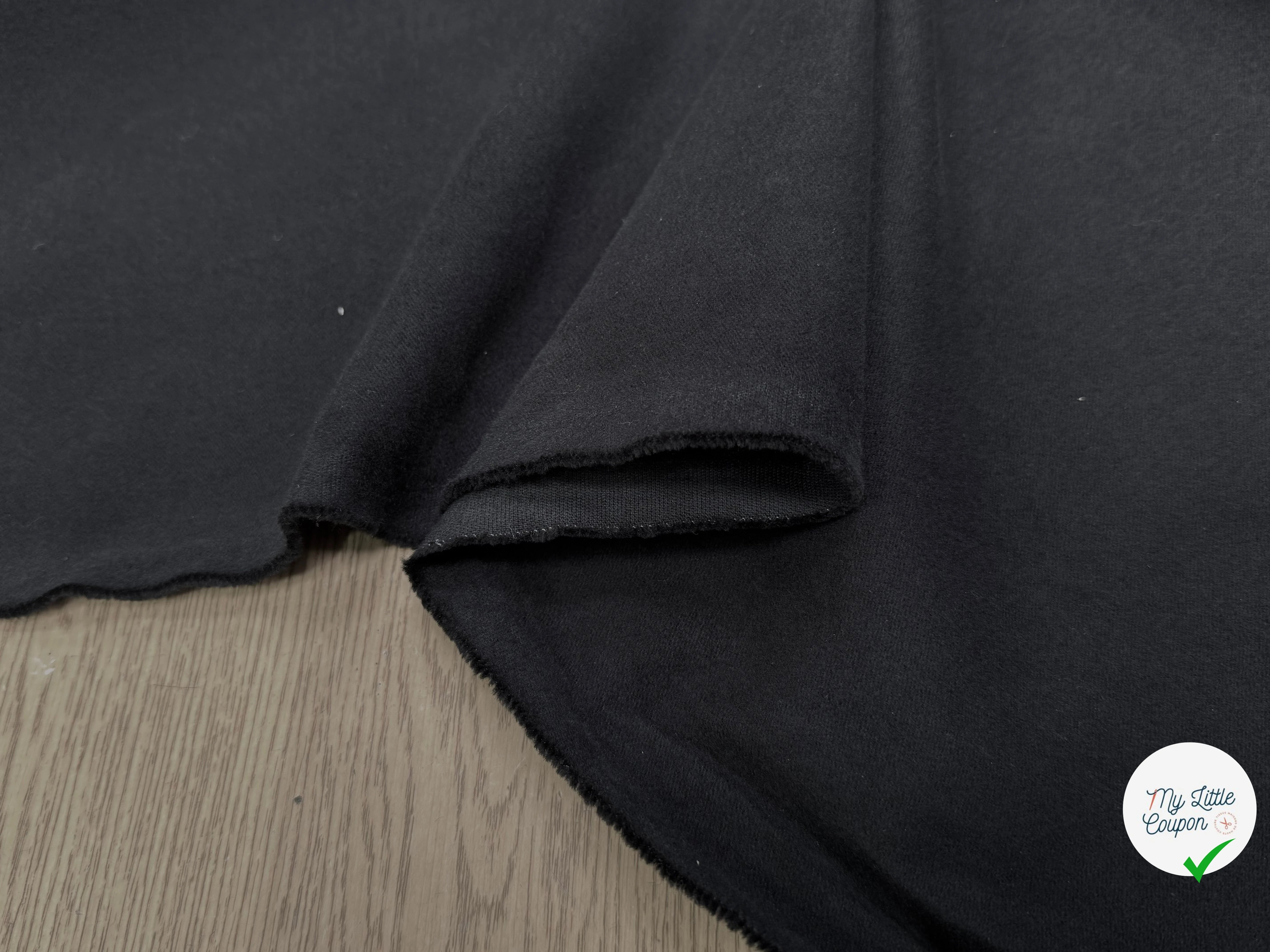 GABARDINE LOURDE COTON GRATTÉ NOIR - My Little Coupon