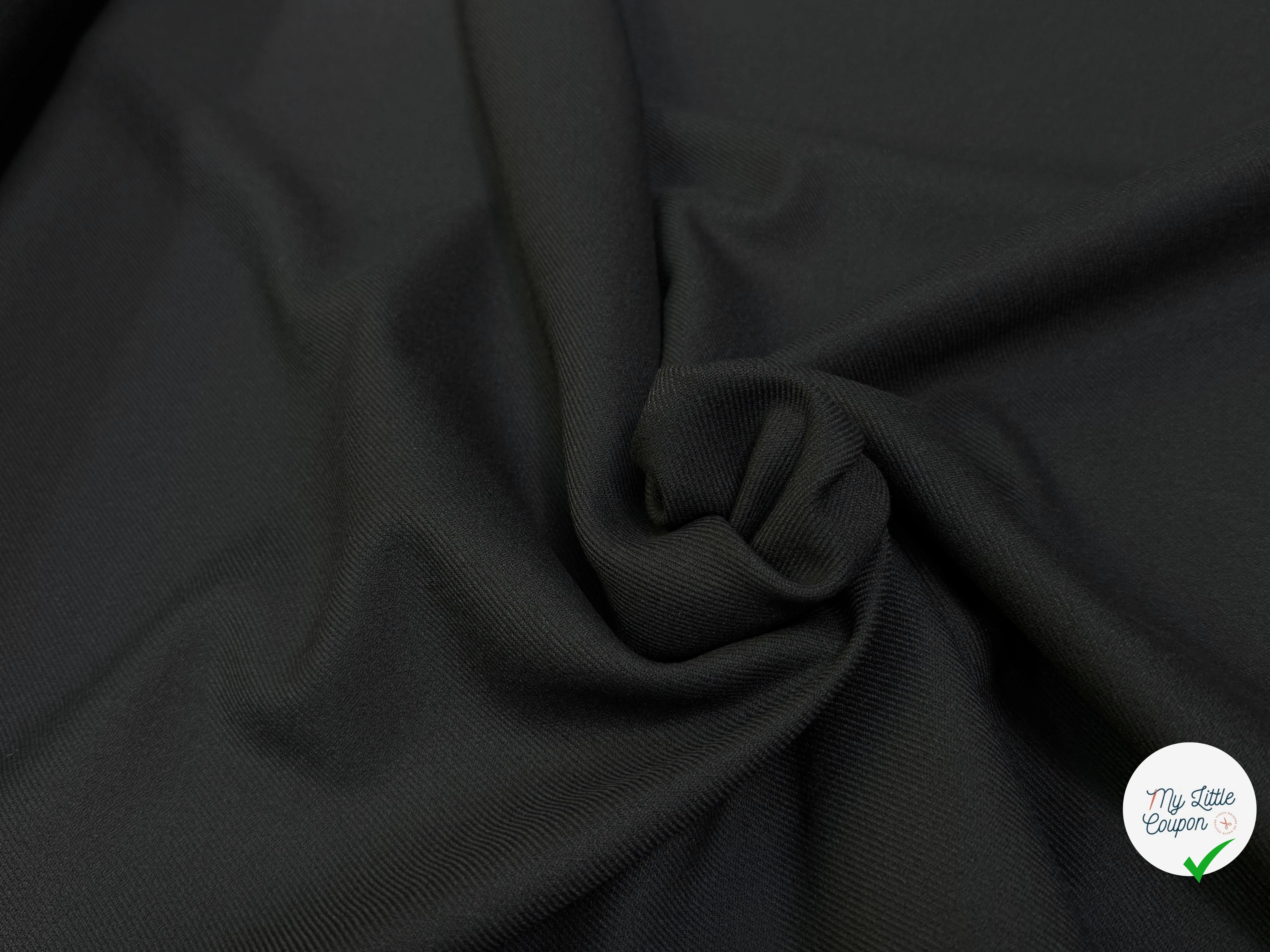 GABARDINE LOURDE POLYCOTON LÉGÈREMENT SATINÉE ET STRIÉE NOIR TRÈS BELLE TENUE - My Little Coupon