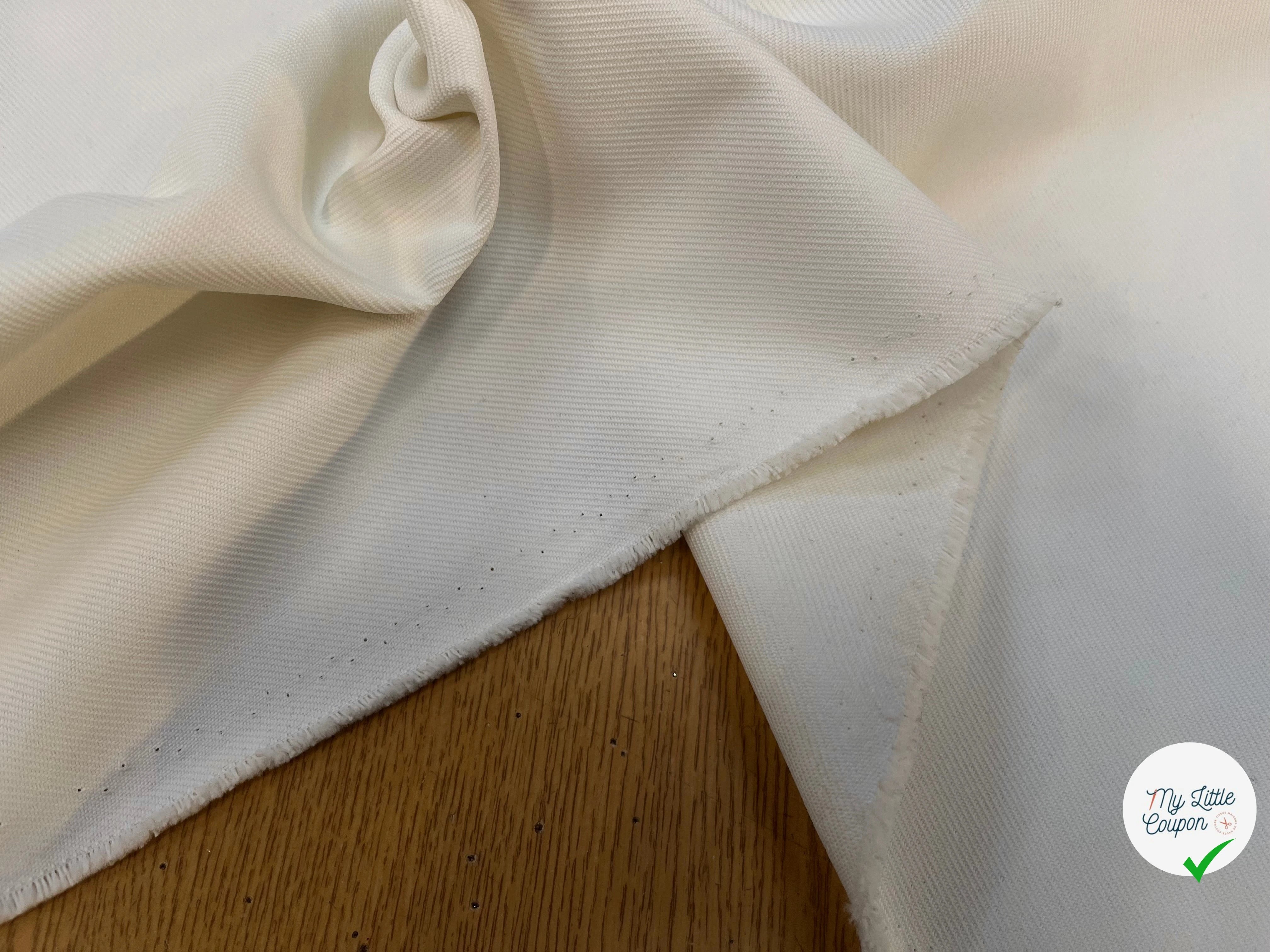 GABARDINE LOURDE POLYESTER BLANCHE LÉGÈREMENT CASSÉE 152CM - My Little Coupon