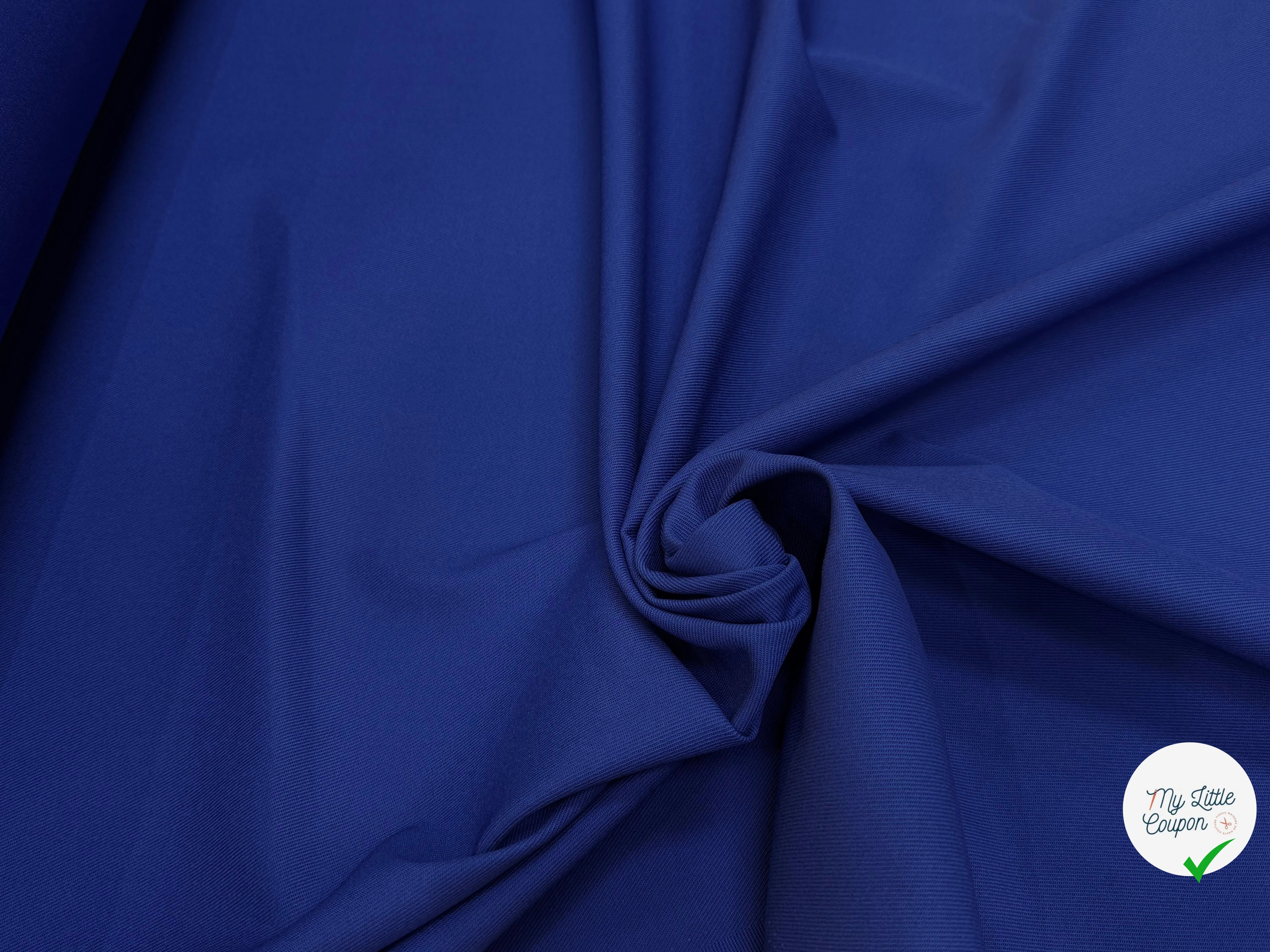 GABARDINE LOURDE SERGÉE POLYCOTON BLEU ROYAL - My Little Coupon