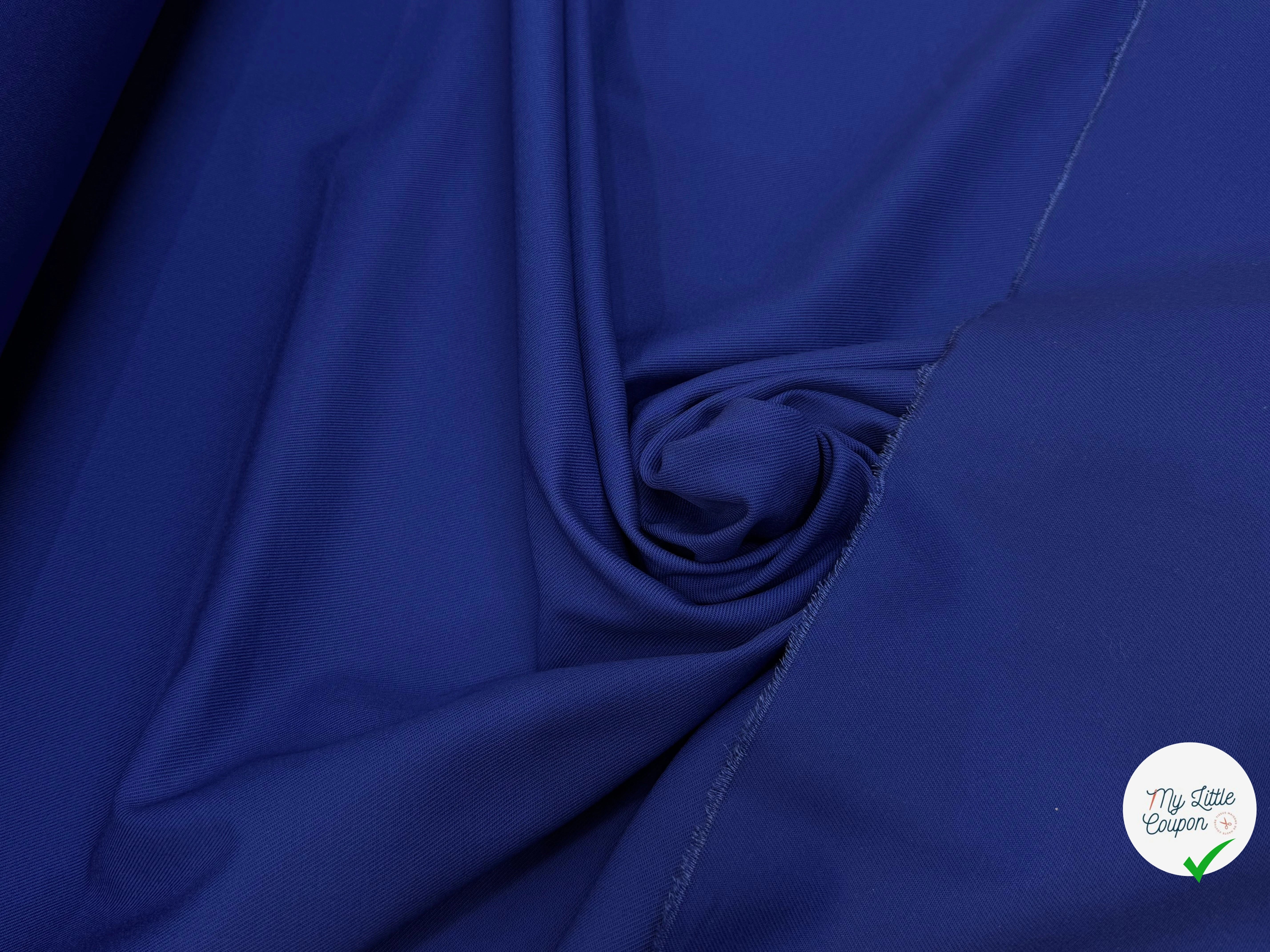 GABARDINE LOURDE SERGÉE POLYCOTON BLEU ROYAL - My Little Coupon
