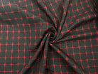 GABARDINE NOIRE CARREAUX ROUGE TISSÉS - My Little Coupon - tissu - coudre