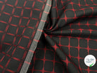 GABARDINE NOIRE CARREAUX ROUGE TISSÉS - My Little Coupon - tissu - coudre