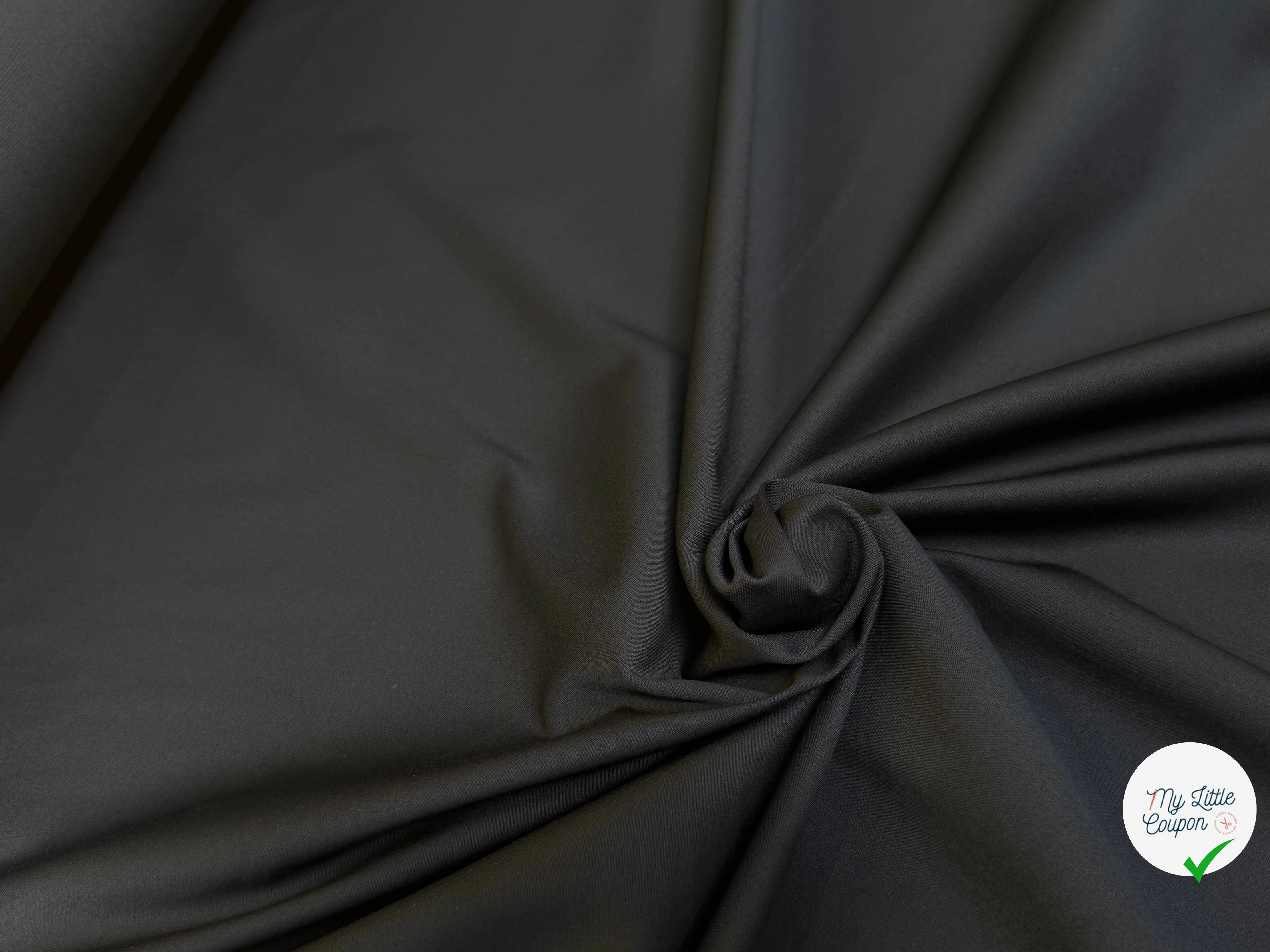 GABARDINE POLYCOTON SATINÉE TOUCHER SOYEUX STRETCH NOIR 48% COTON - My Little Coupon