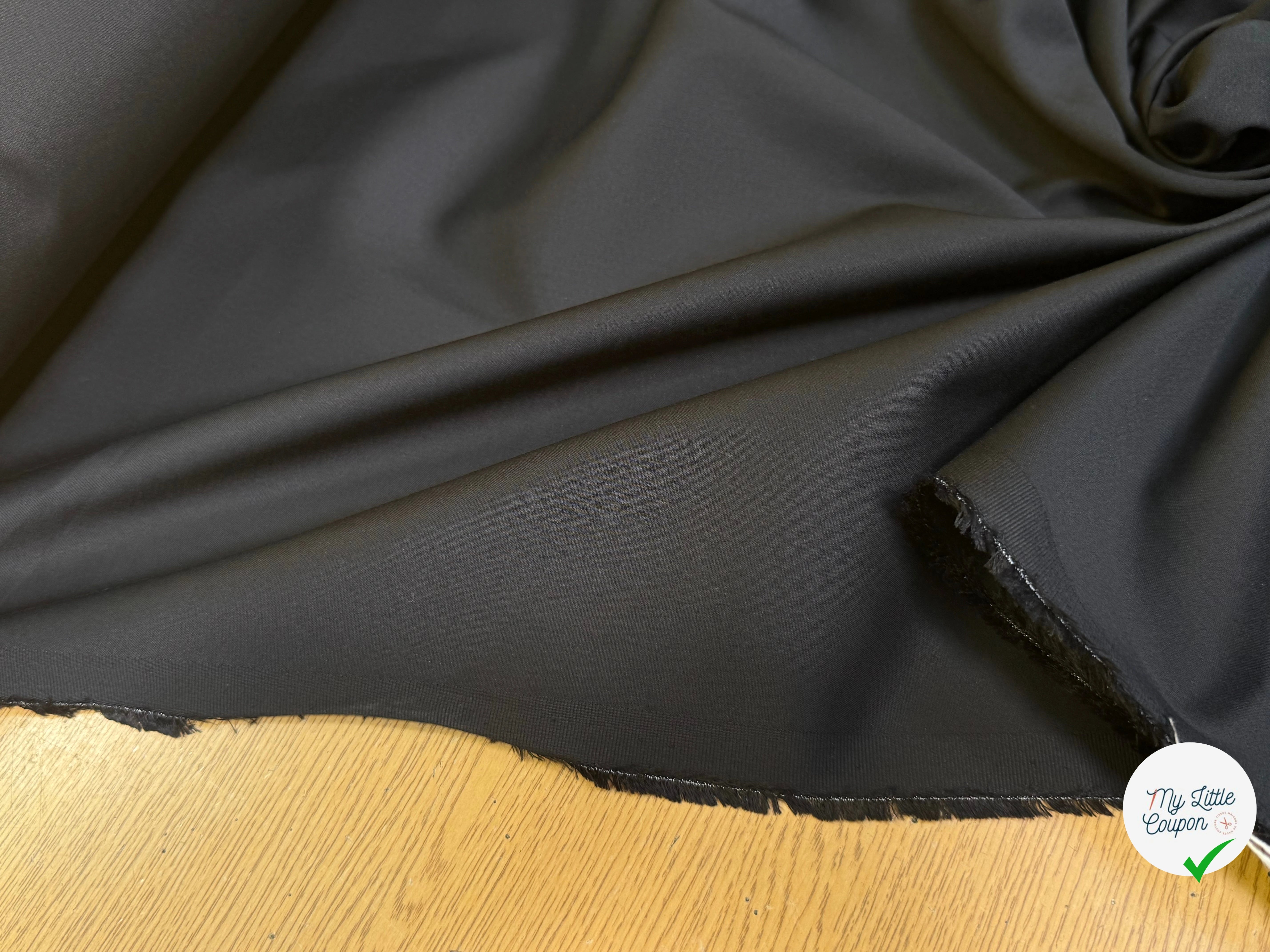 GABARDINE POLYCOTON SATINÉE TOUCHER SOYEUX STRETCH NOIR 48% COTON - My Little Coupon
