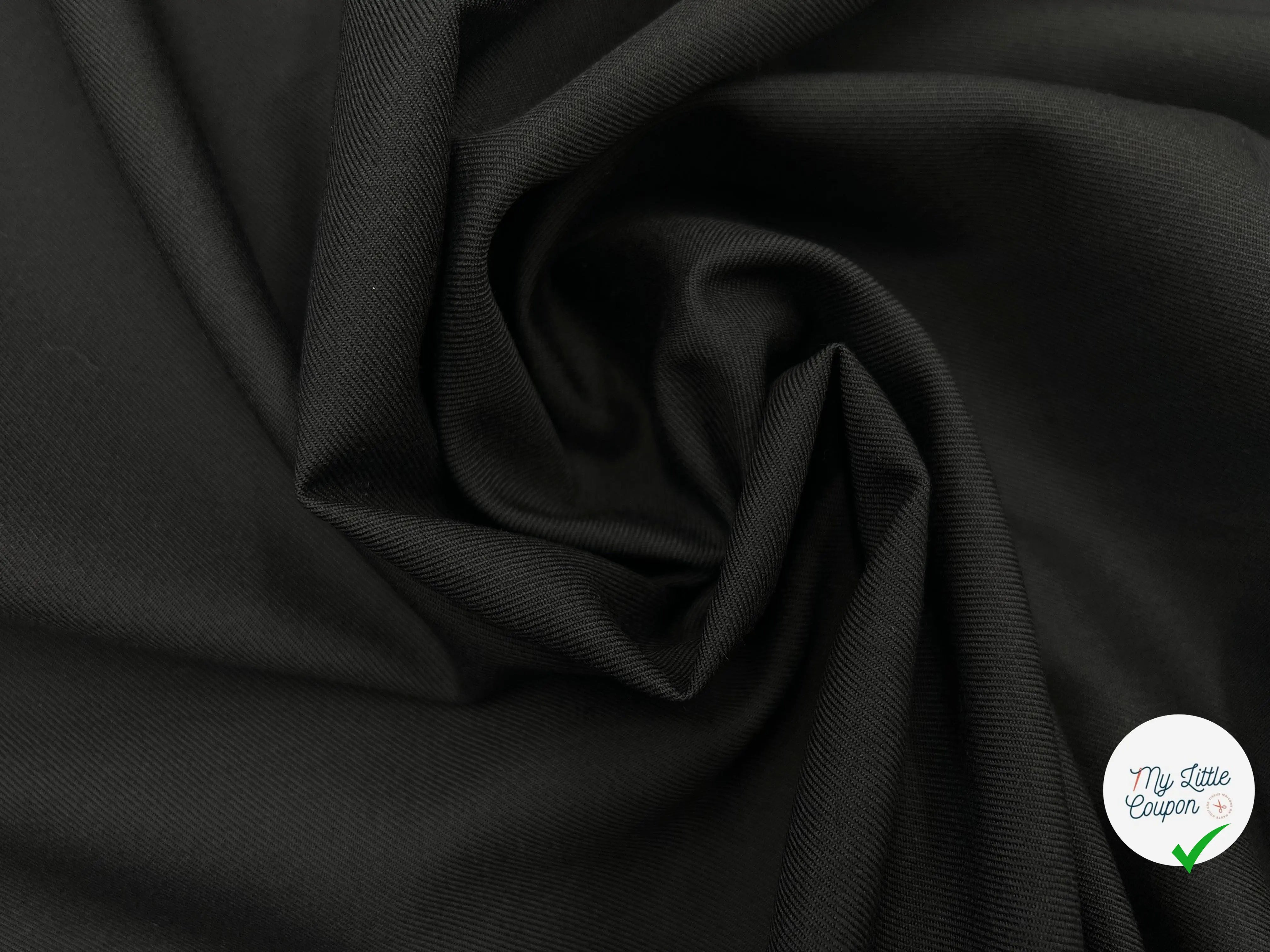 GABARDINE POLYLAINE RIGIDE BLACK - My Little Coupon - tissu - coudre