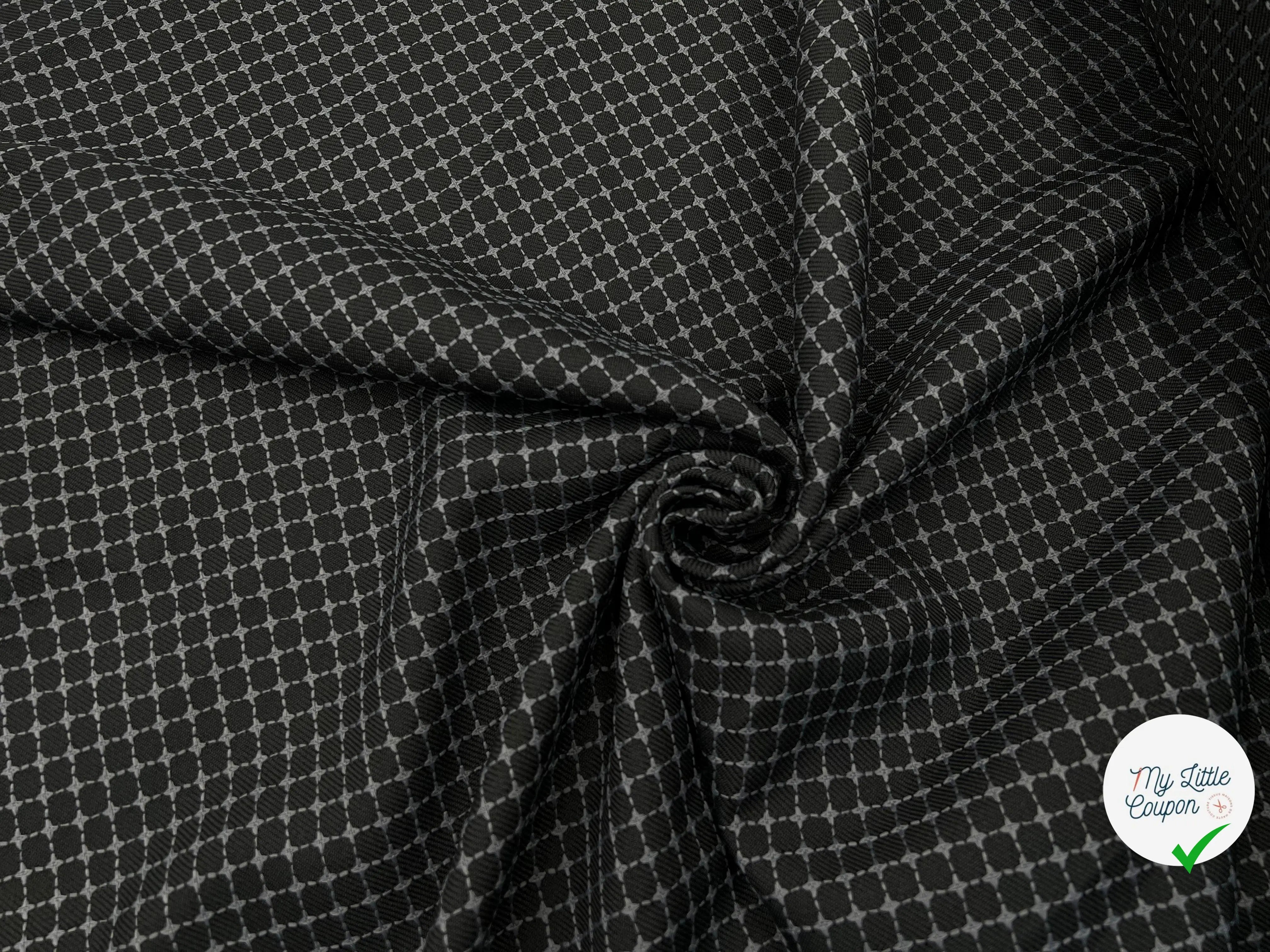 GABARDINE REBRODEE DE CARREAUX GRIS ANTHRACITE - My Little Coupon - tissu - coudre