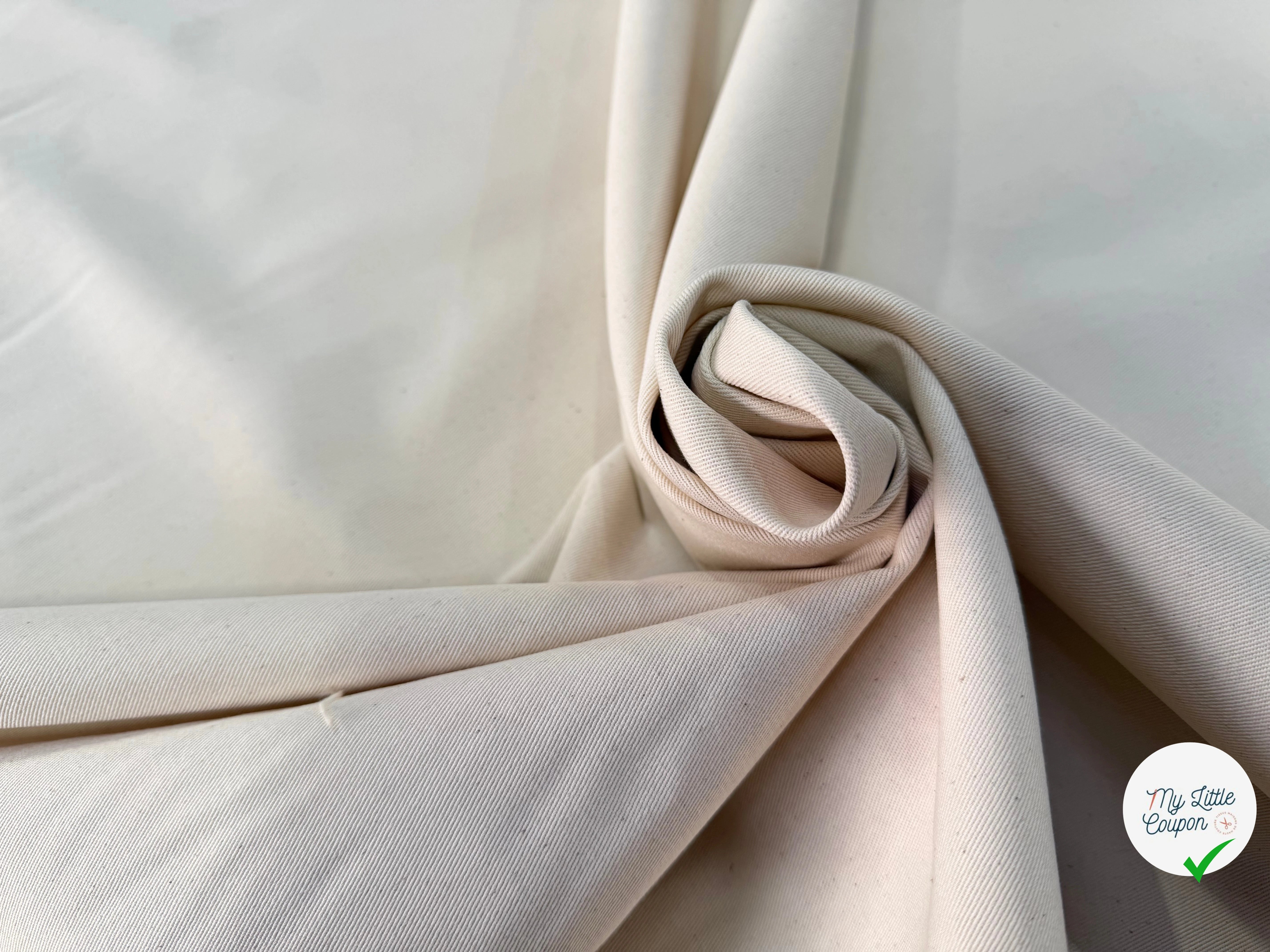 GABARDINE SERGÉE 100% COTON ECRU 801 150 CM - My Little Coupon