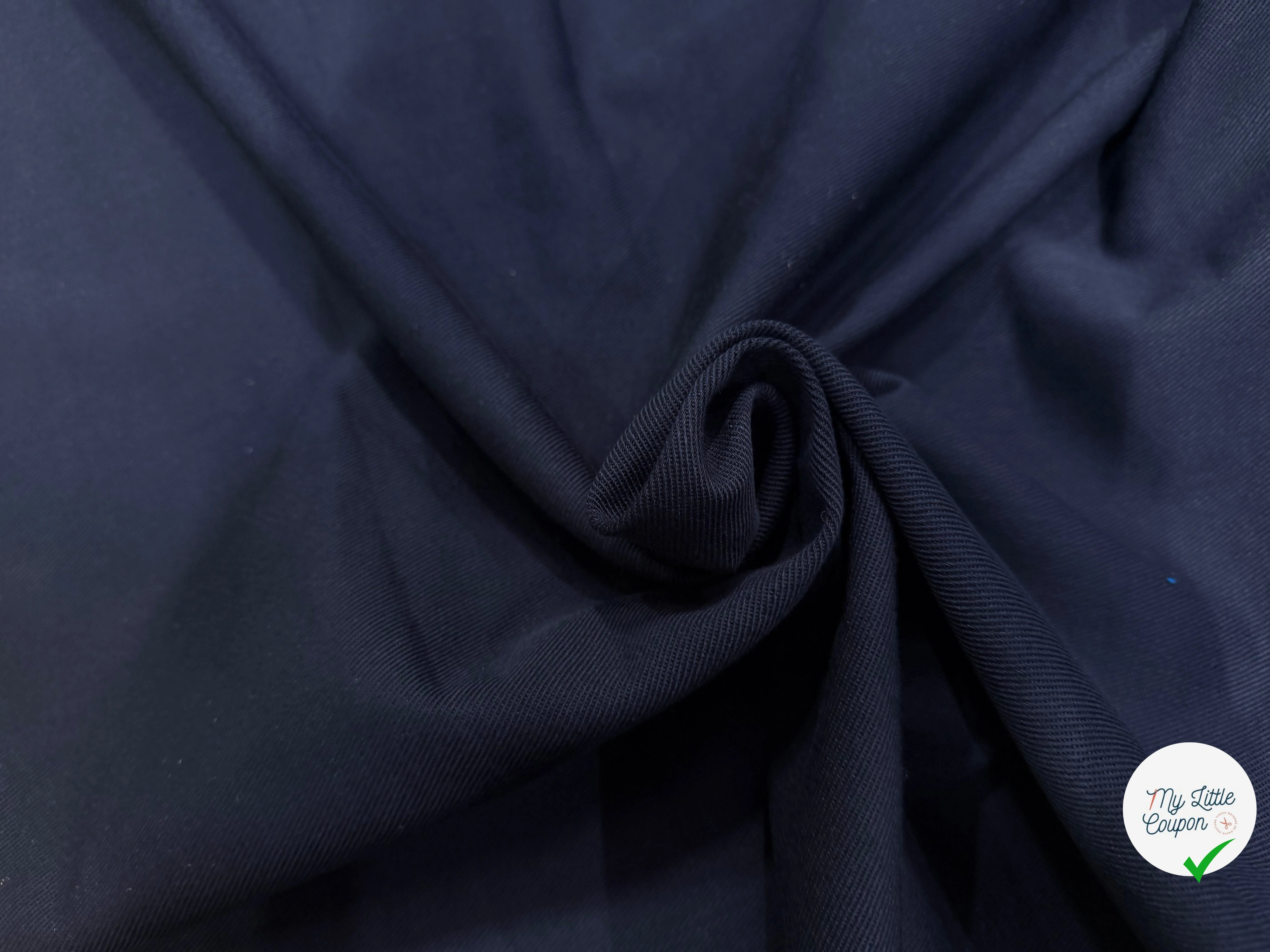 GABARDINE SERGÉE BELLE TENUE BLEU MARINE 100% COTON MADE IN ITALY - My Little Coupon