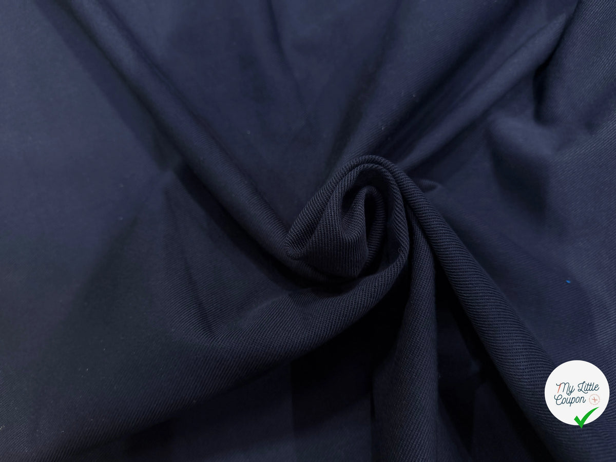GABARDINE SERGÉE BELLE TENUE BLEU MARINE 100% COTON MADE IN ITALY - My Little Coupon