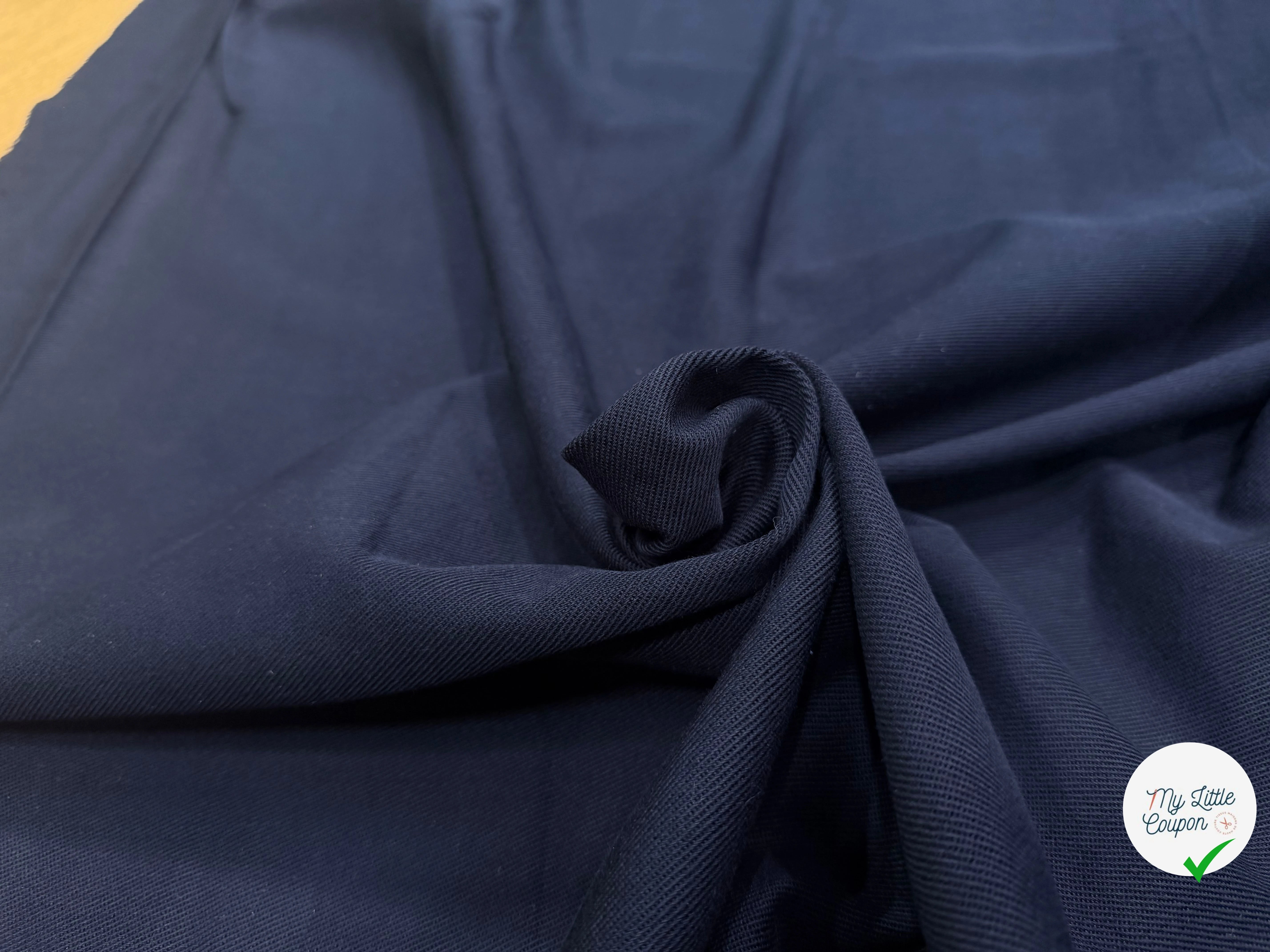 GABARDINE SERGÉE BELLE TENUE BLEU MARINE 100% COTON MADE IN ITALY - My Little Coupon