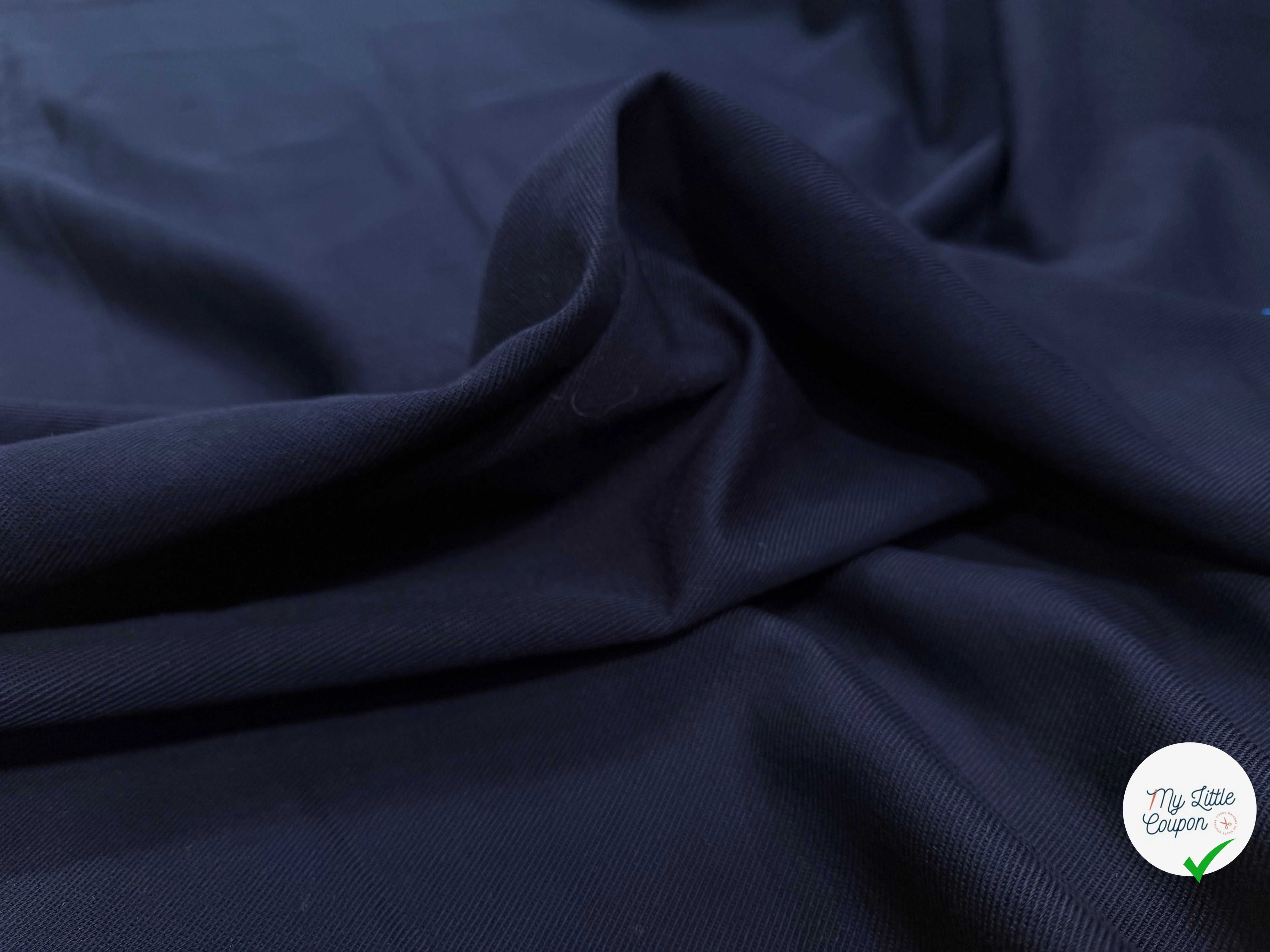 GABARDINE SERGÉE BELLE TENUE BLEU MARINE 100% COTON MADE IN ITALY - My Little Coupon